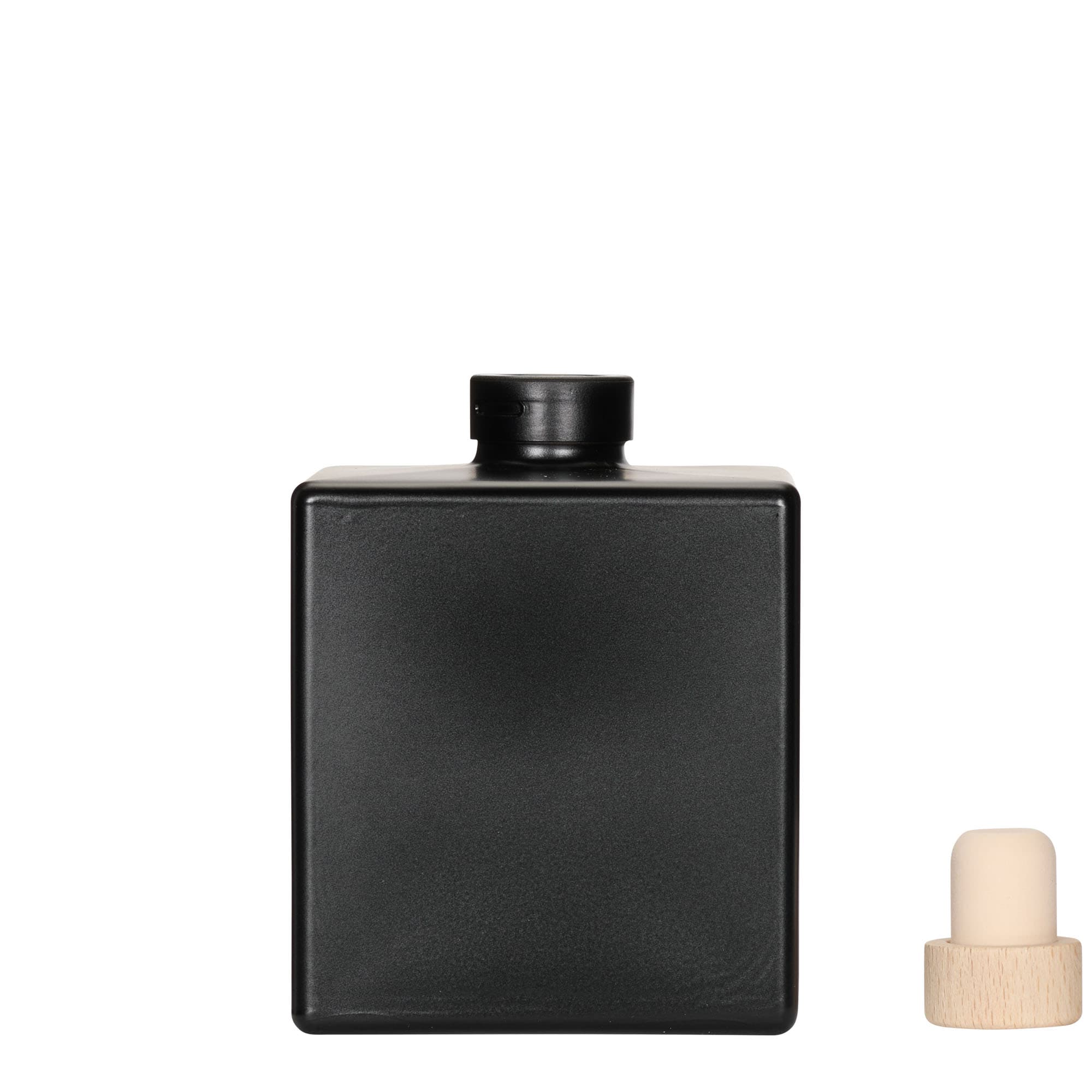 500 ml klaaspudel 'Cube', ruudukujuline, must, ava: kork