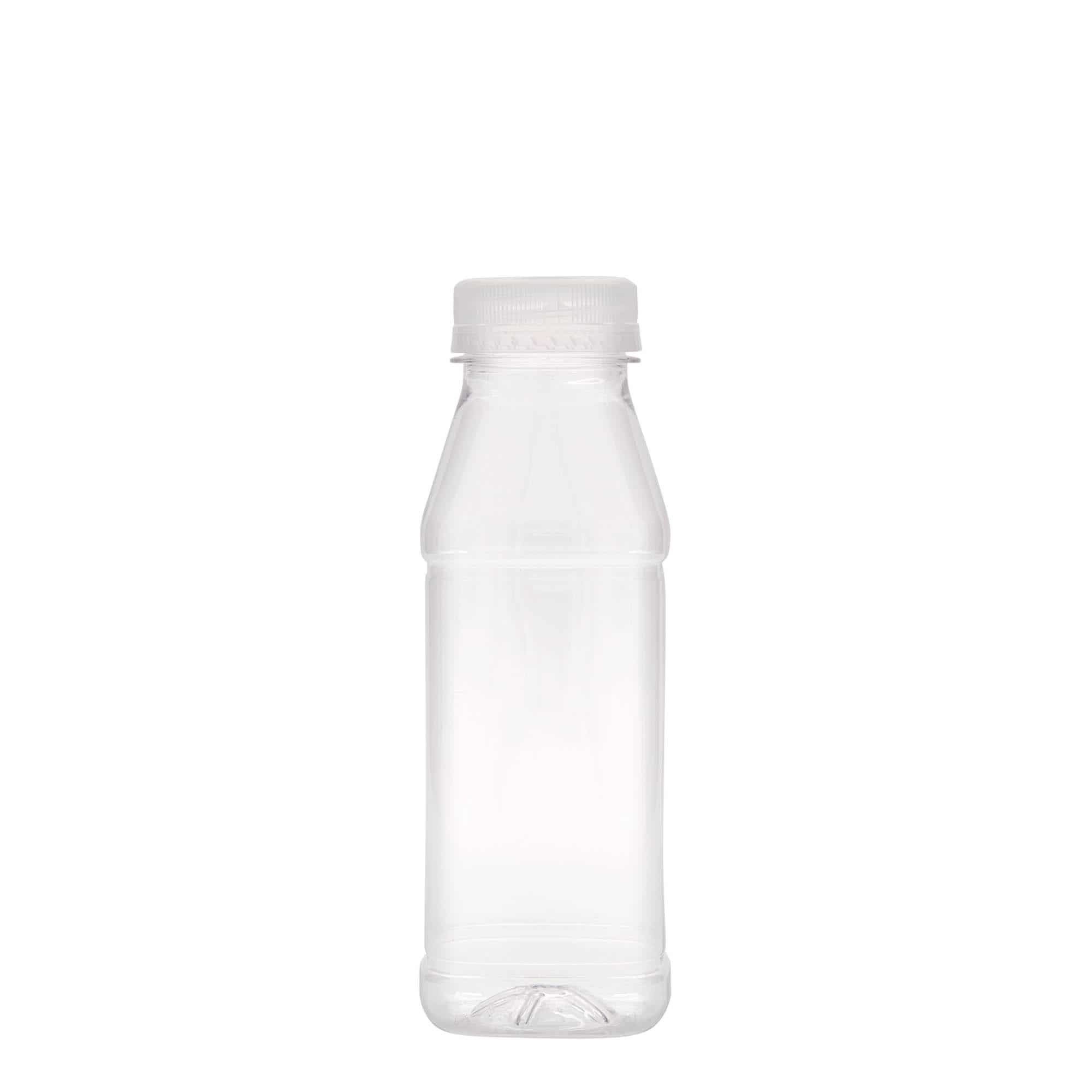 330 ml PET-pudel 'Milk and Juice Carré', ruudukujuline, plast, sulgur: 38 mm