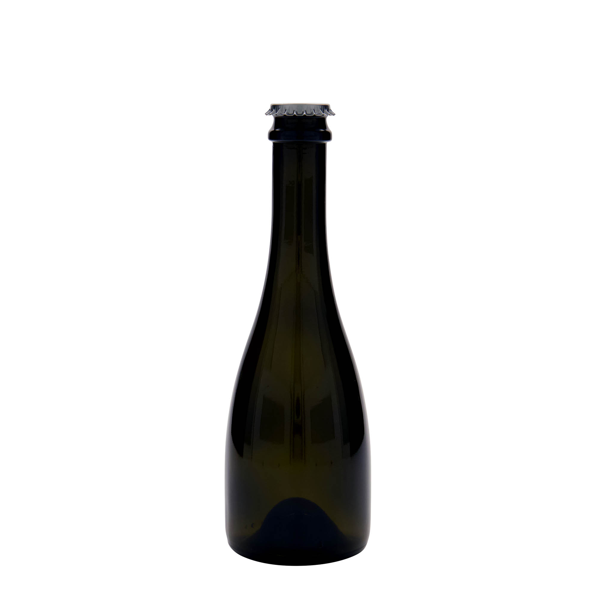 330 ml õlle-/vahuveinipudel 'Tosca', klaas, antiikroheline, suuava: kroonkaan