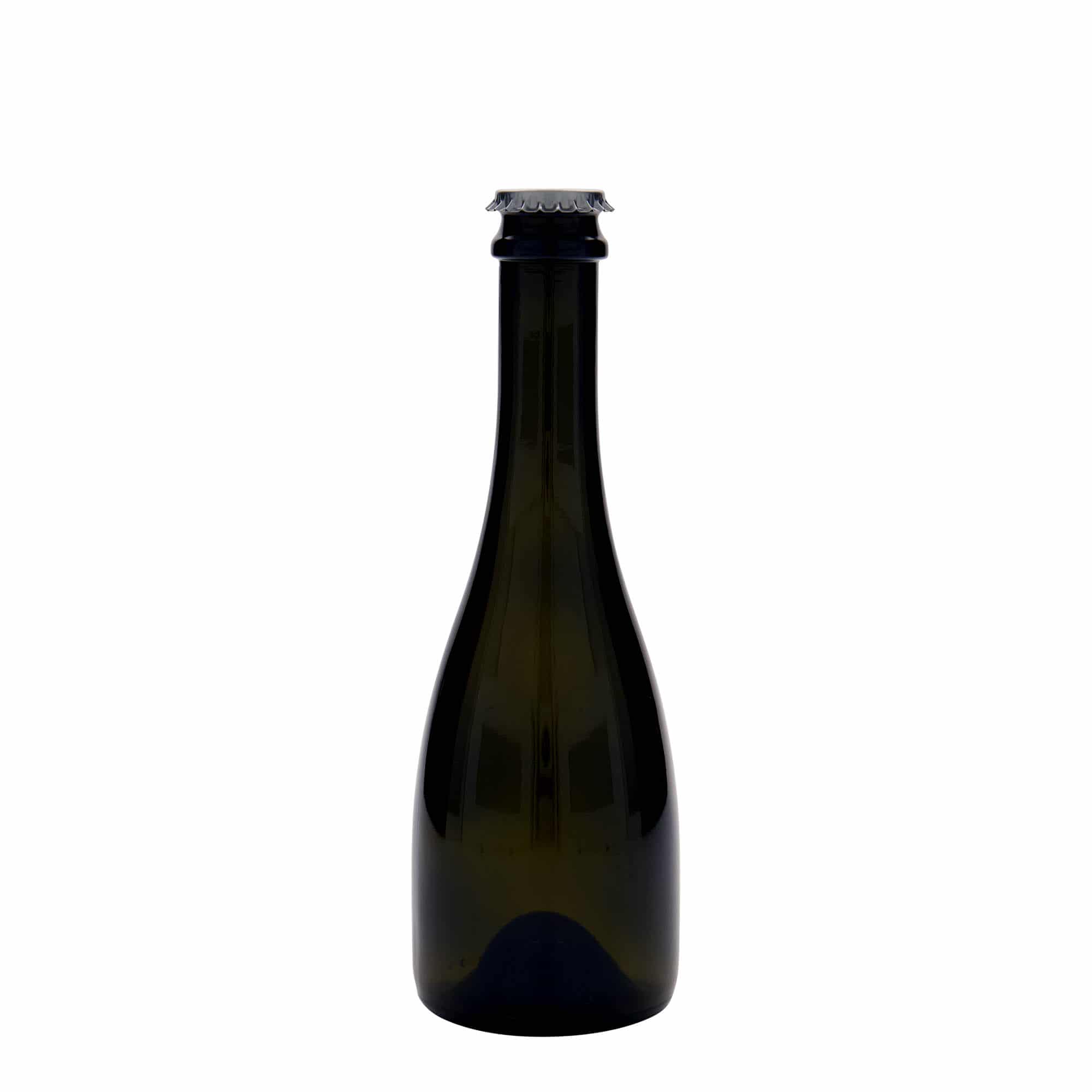 330 ml õlle-/vahuveinipudel 'Tosca', klaas, antiikroheline, suuava: kroonkaan