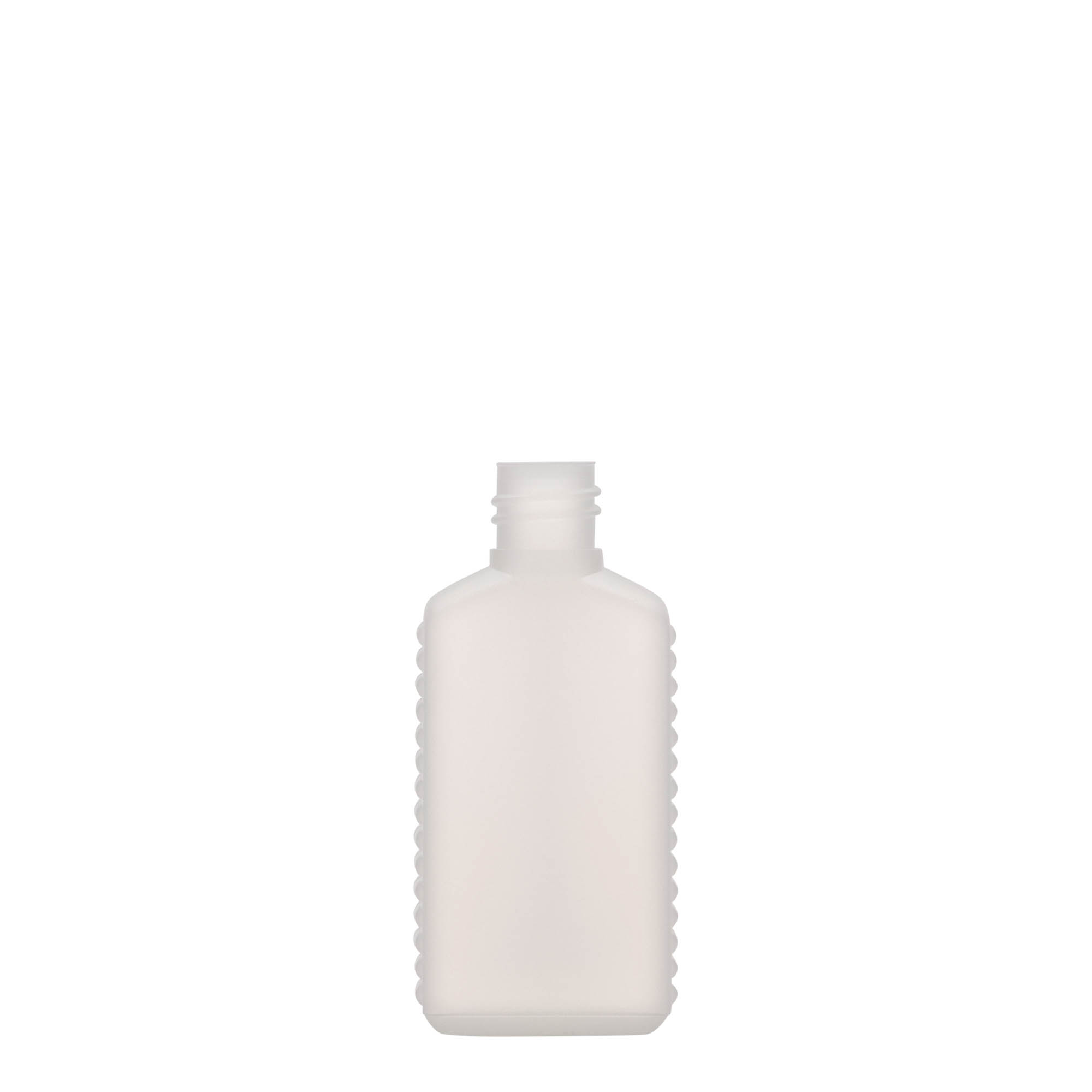 50 ml kannupudel kitsas kaelaga, ristkülikukujuline, HDPE-plastik, naturaalne, ava: DIN 18 50 ml kannupudel kitsas kaelaga, ristkülikukujuline, HDPE-plastik, naturaalne, ava: DIN 18