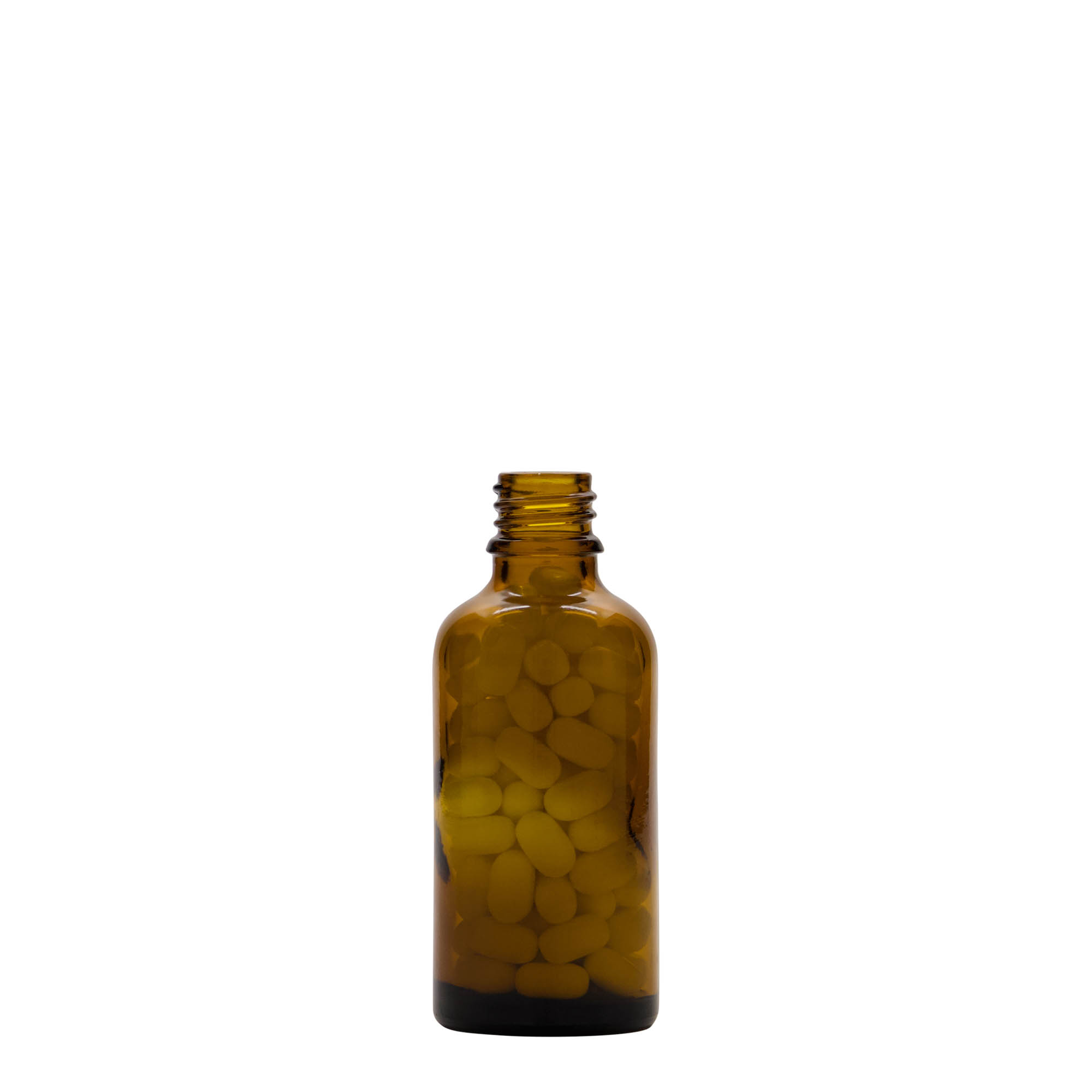 50 ml meditsiinipudel, klaas, pruun, avaus: DIN 18