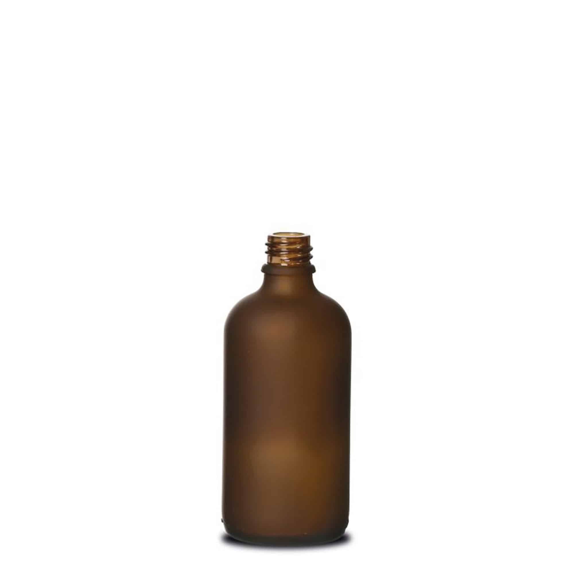 100 ml meditsiinipudel, klaas, pruun härmatisega, suuava: DIN 18