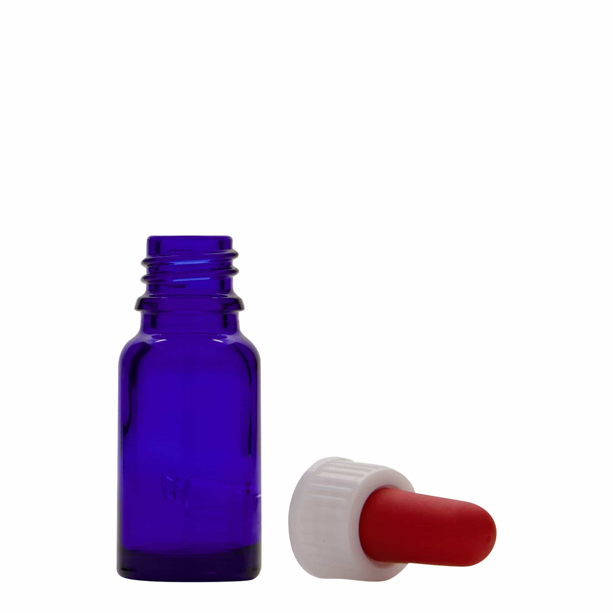 10 ml tilguti pudel meditsiiniks, klaas, kuninglik sinine-punane, suuava: DIN 18
