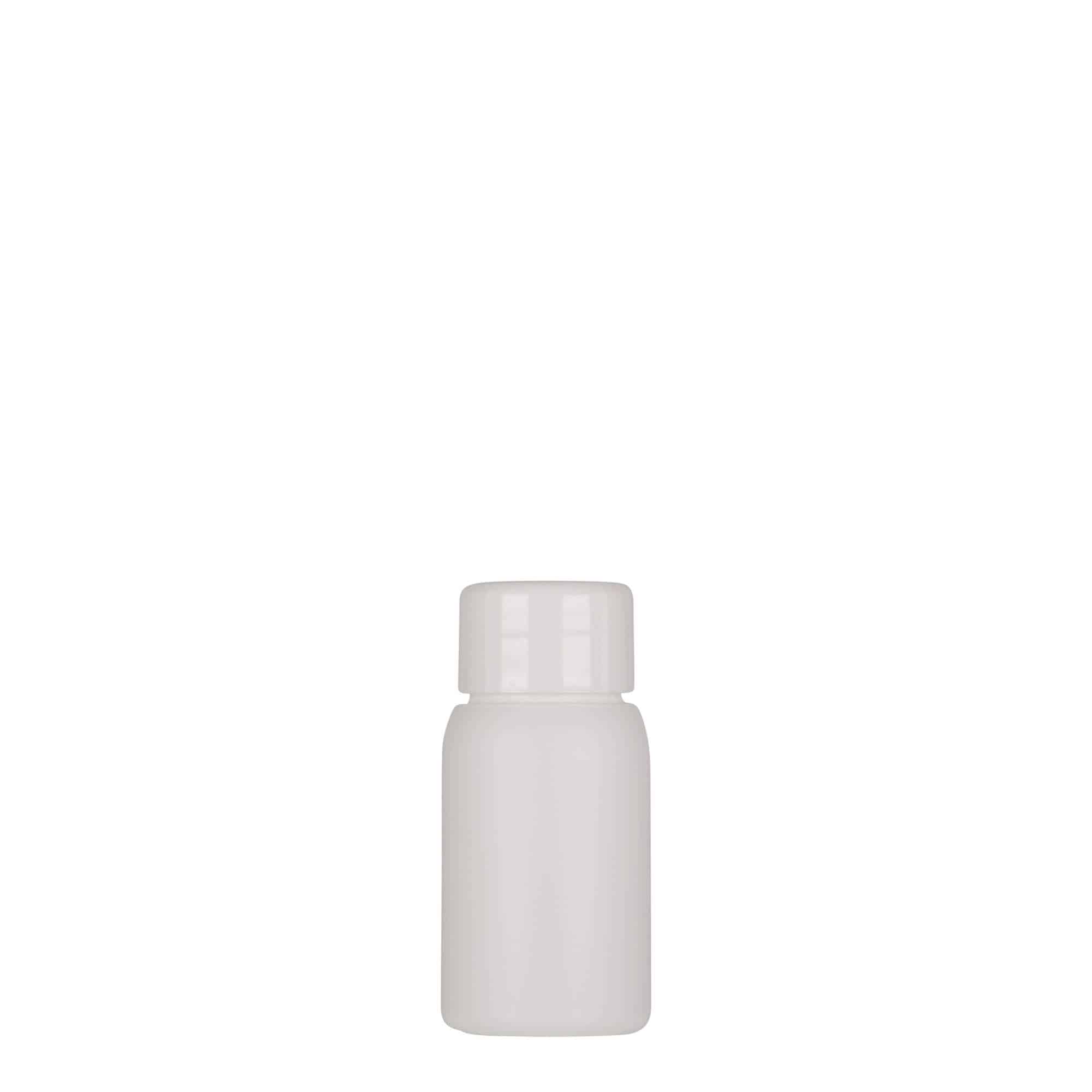 30 ml plastpudel 'Tuffy', HDPE, valge, sulgur:  24/410