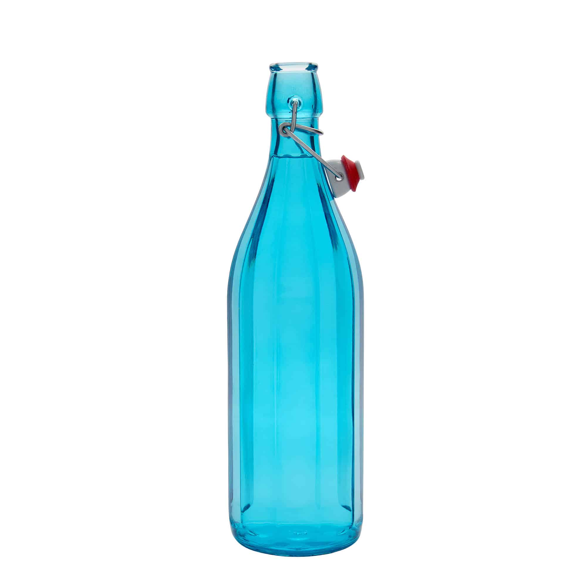 1000 ml klaaspudel 'Oxford', kümnekandiline, asuursinine, sulgur: traatkork