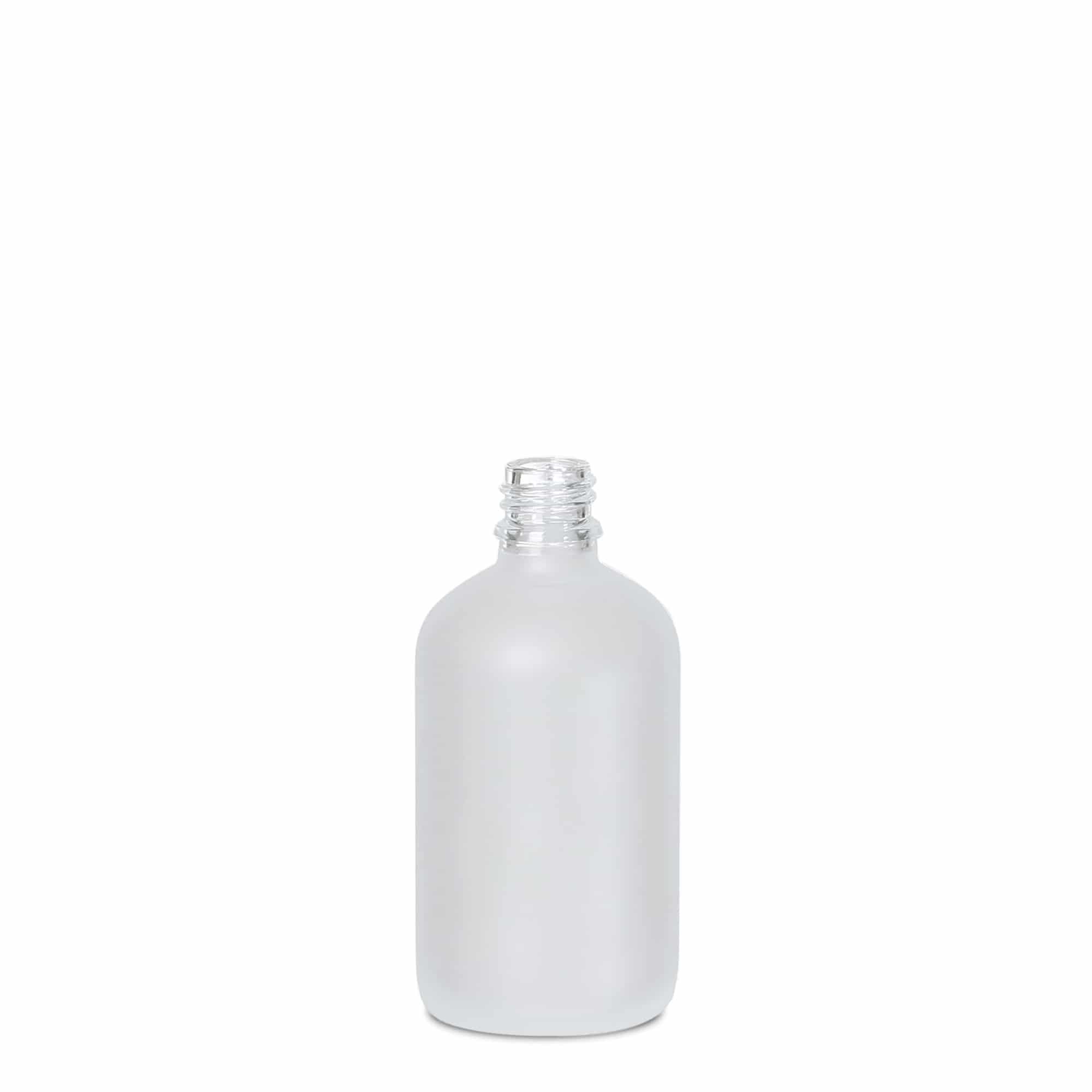 100 ml meditsiinipudel, klaas, jäätunud, suuava: DIN 18 100 ml meditsiinipudel, klaas, jäätunud, suuava: DIN 18