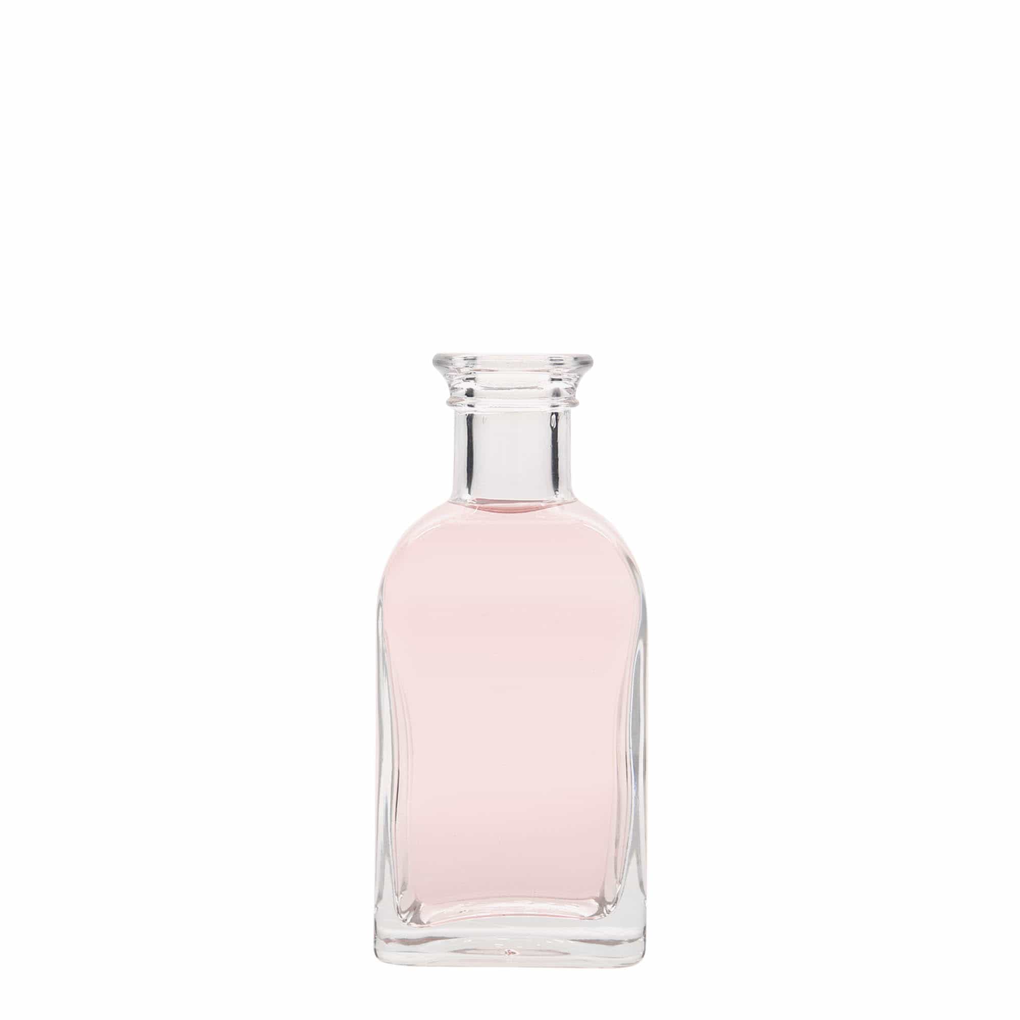100 ml klaaspudel Apotheker Carré, ruudukujuline, avale: kork