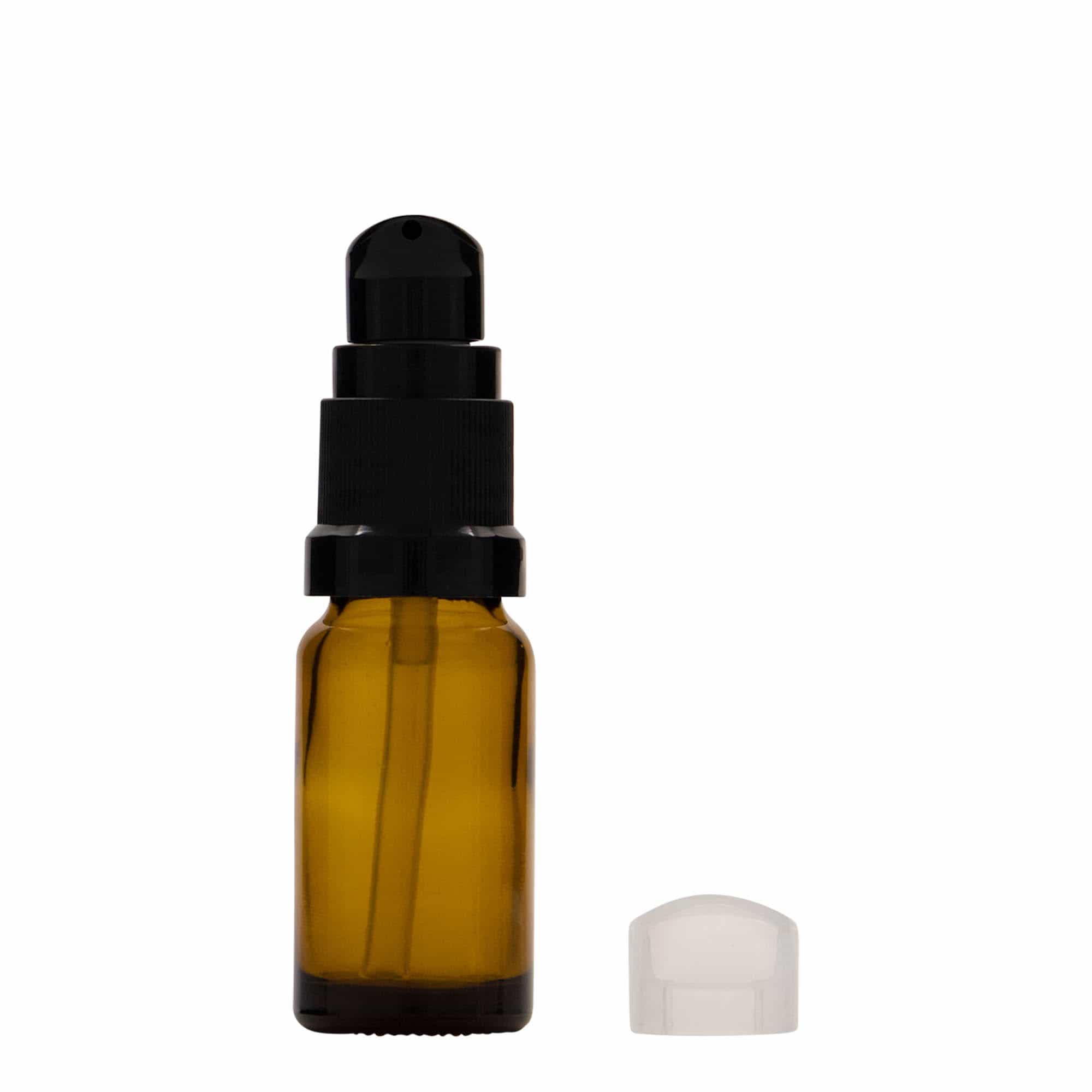 10 ml meditsiinipudel koos losjoonipumbaga, klaas, pruun, suuava: DIN 18