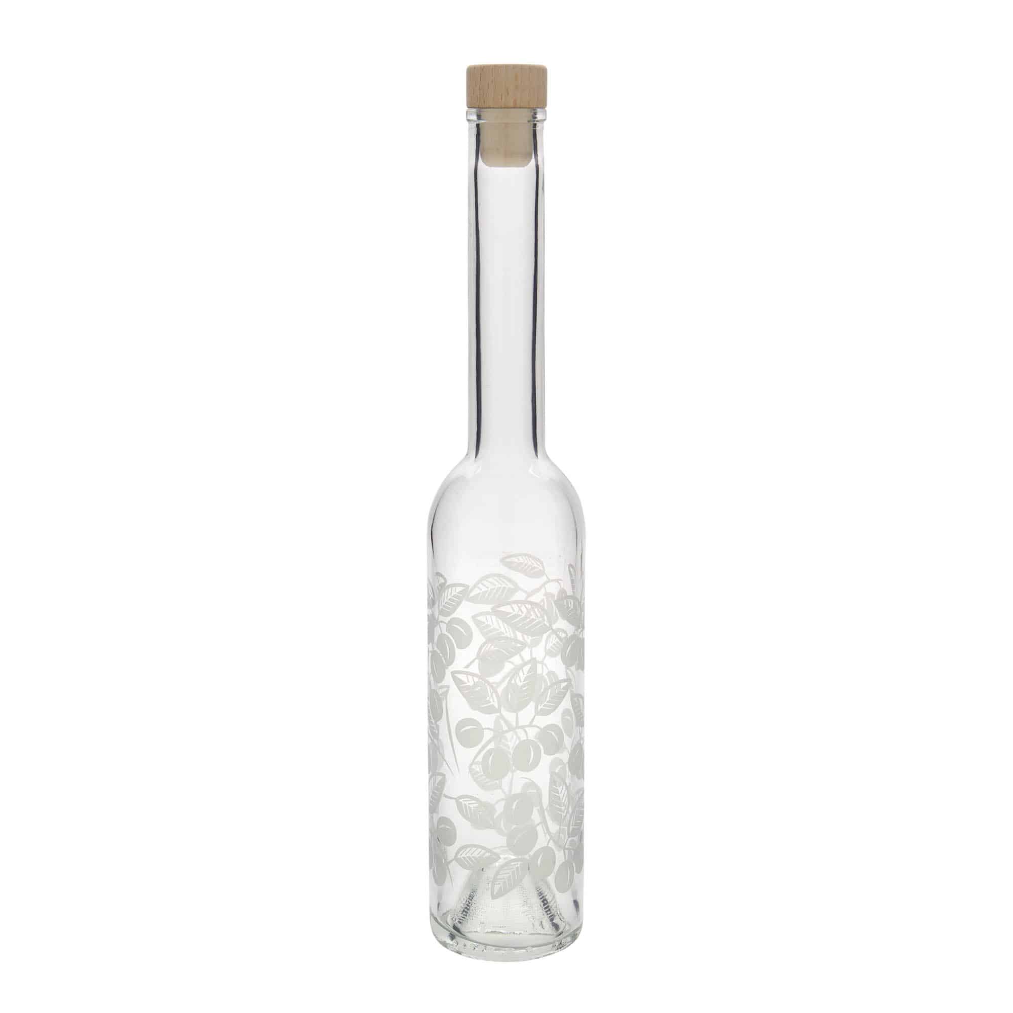 350 ml klaaspudel 'Opera', motiiv: mirabellid, sulgur: kork