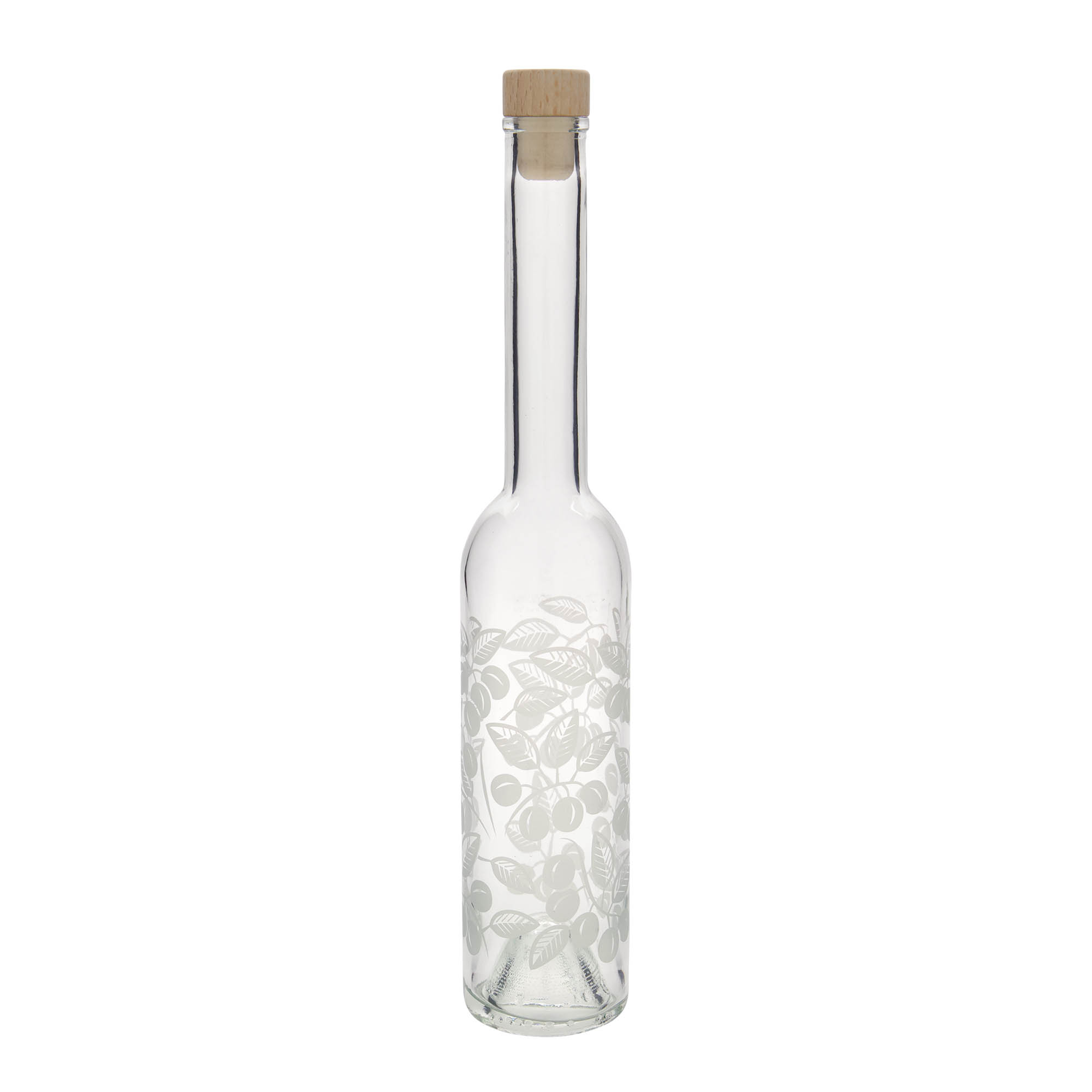 350 ml klaaspudel 'Opera', motiiv: Mirabellid, suuava: kork