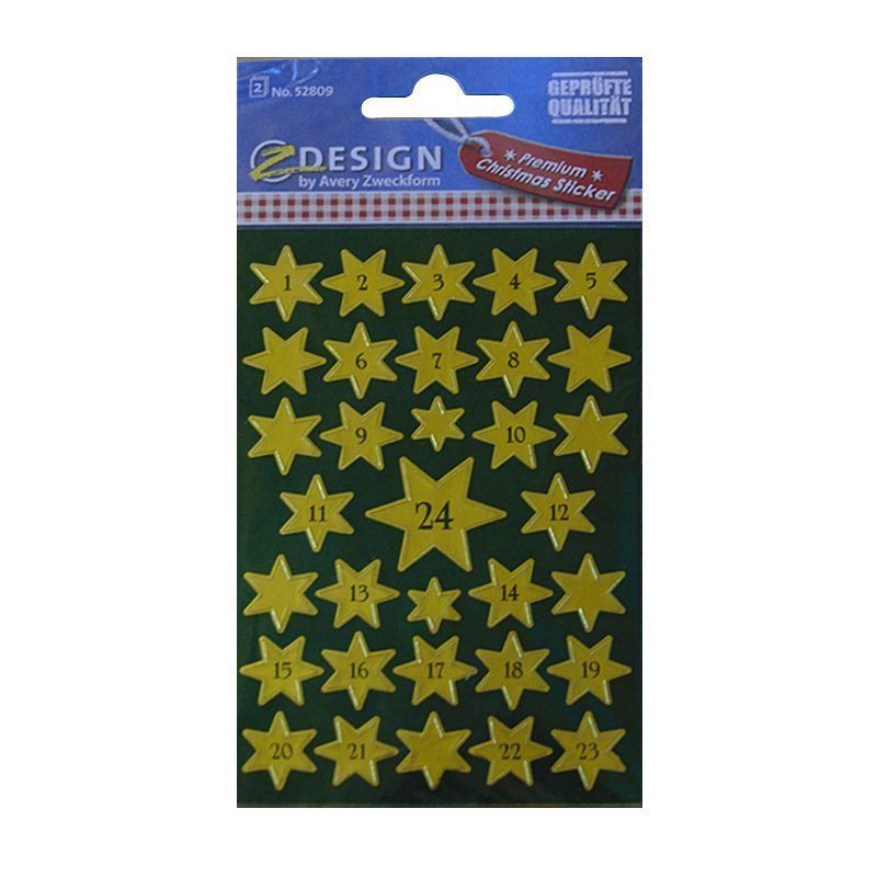 Zweckform kleebis „Advendikalender 1-24“, paber, kuldne Zweckform kleebis „Advendikalender 1-24“, paber, kuldne