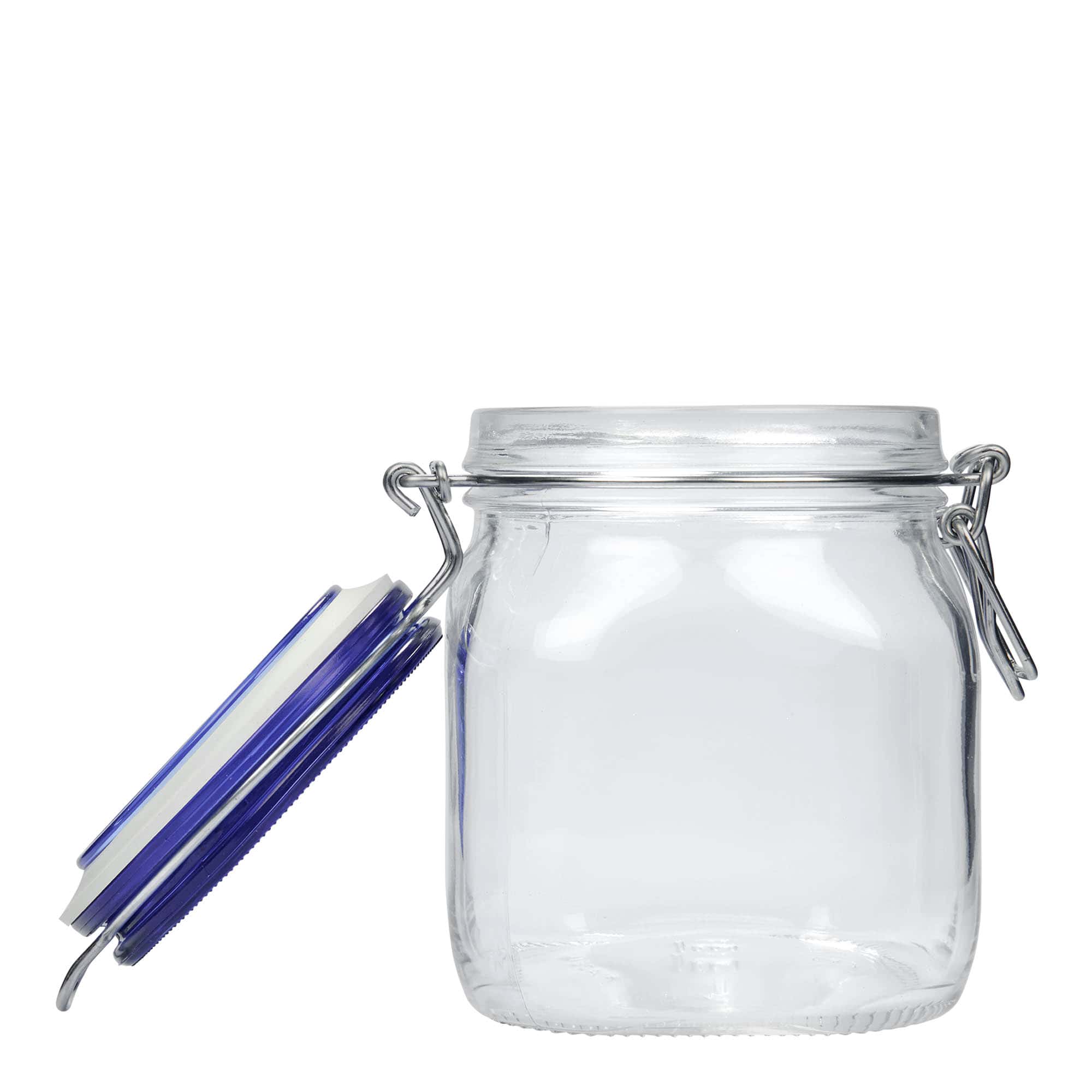 750 ml traatkaanega purk 'Fido' Blue Top, ruudukujuline, sulgur: traatkaas