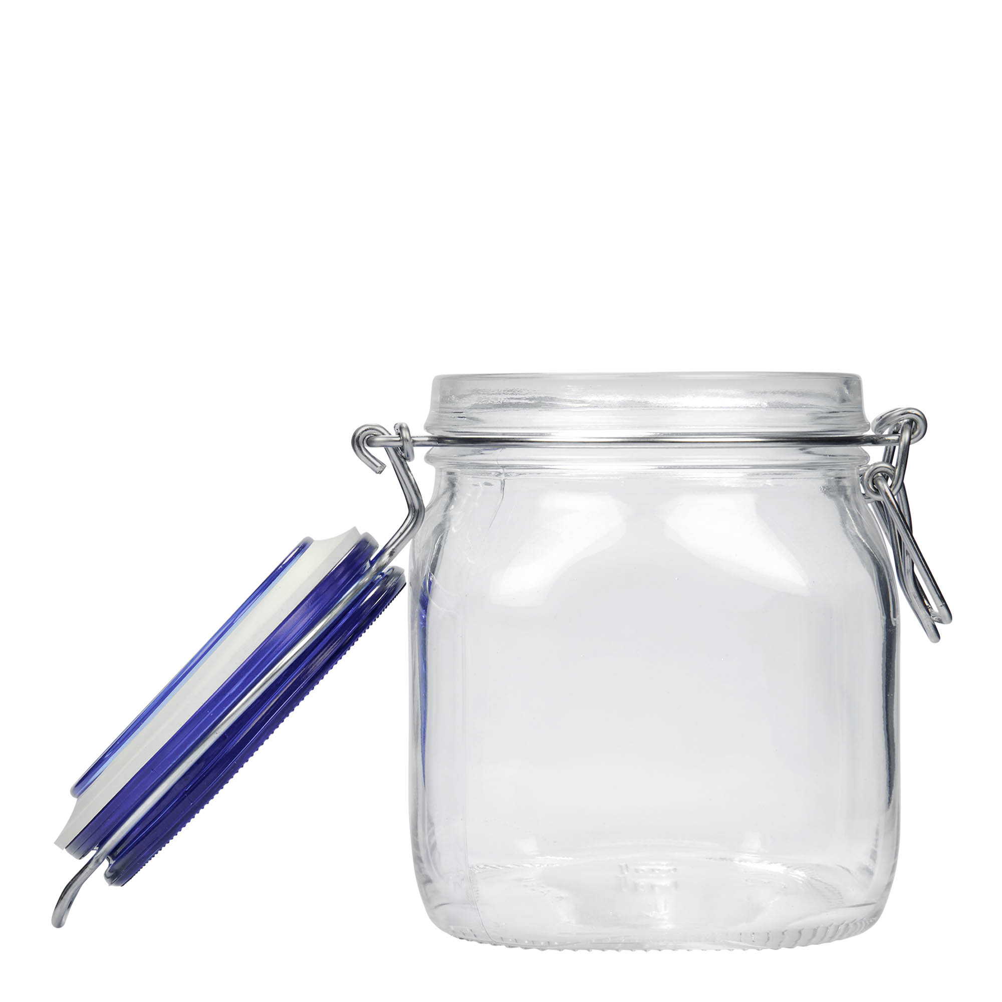 750 ml traatkaanega purk 'Fido' Blue Top, ruudukujuline, sulgur: traatkaas