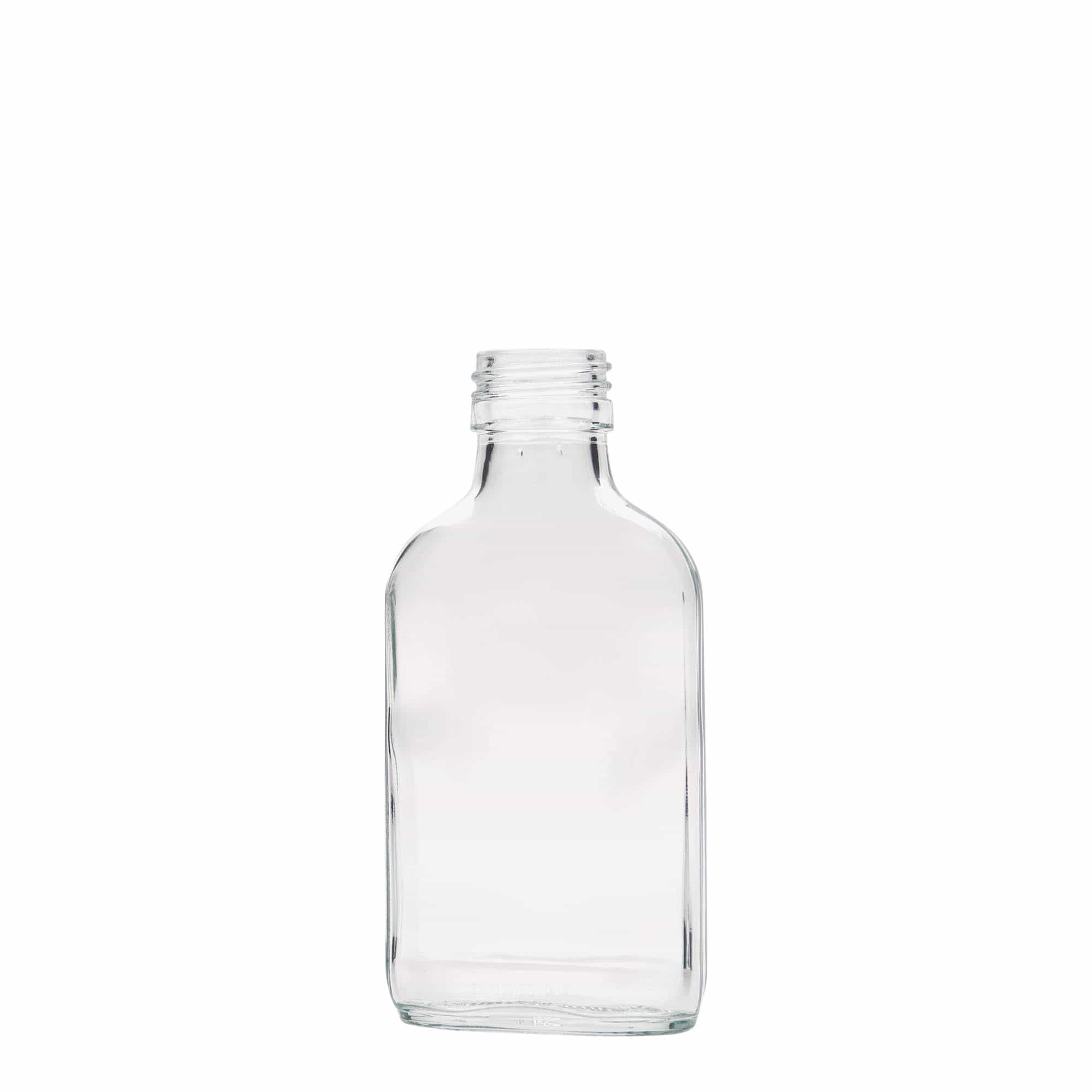 100 ml taskupudel, ristkülikukujuline, klaas, sulgur: PP 28