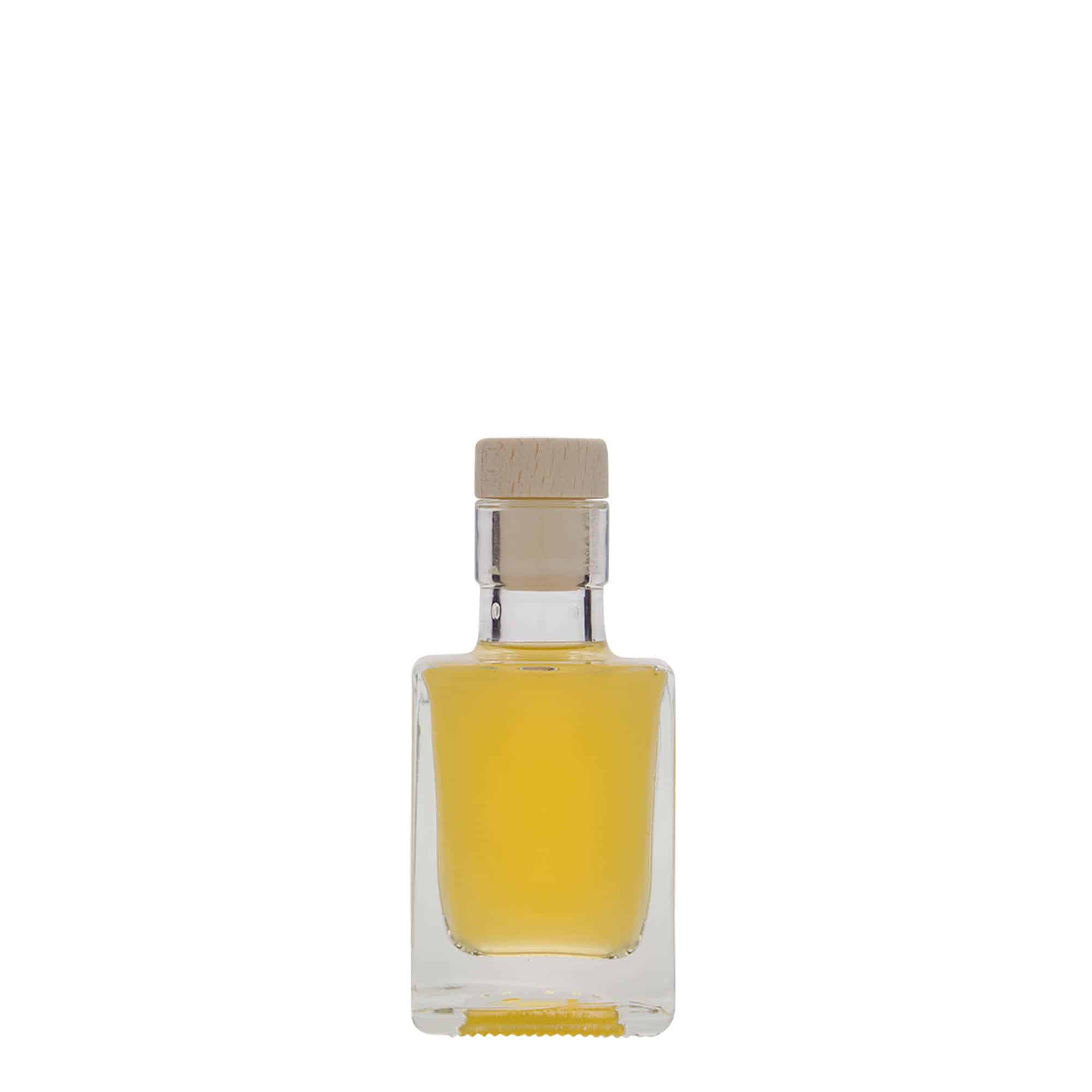 50 ml klaaspudel 'Cube', ruudukujuline, sulgur: kork