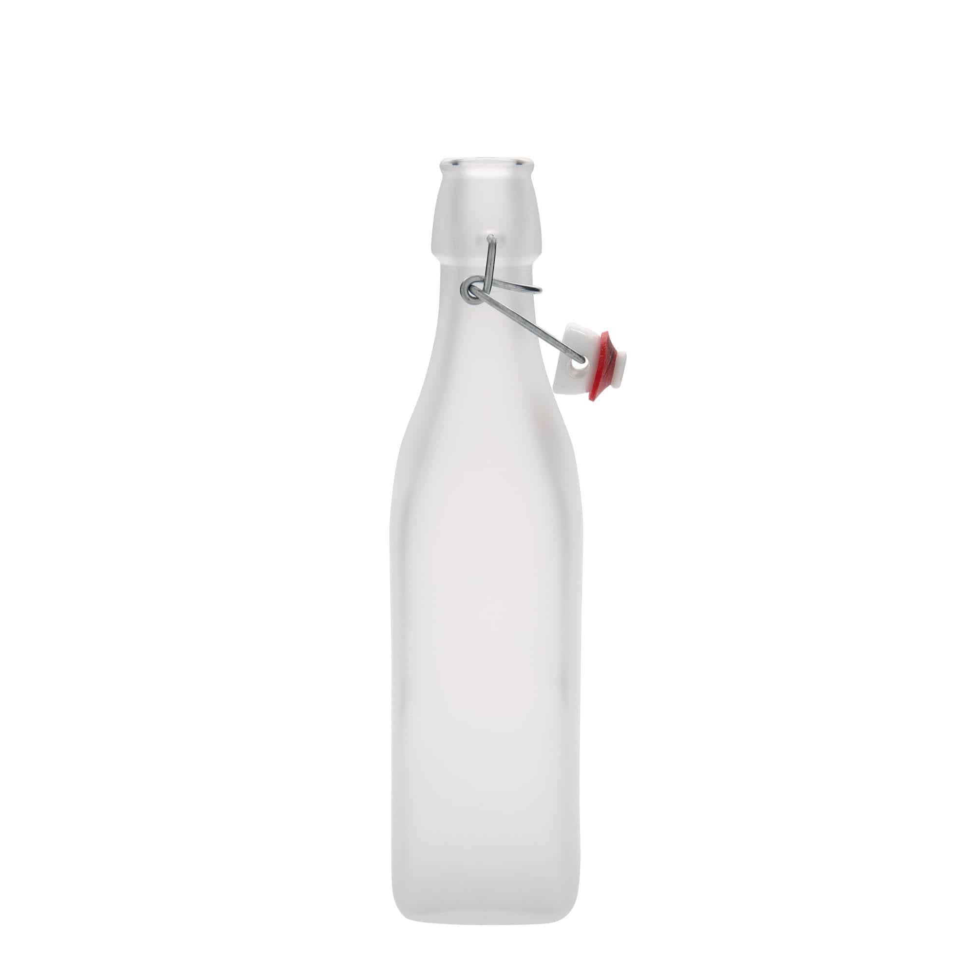 500 ml klaaspudel 'Sving', ruudukujuline, valge, sulgur: traatkork