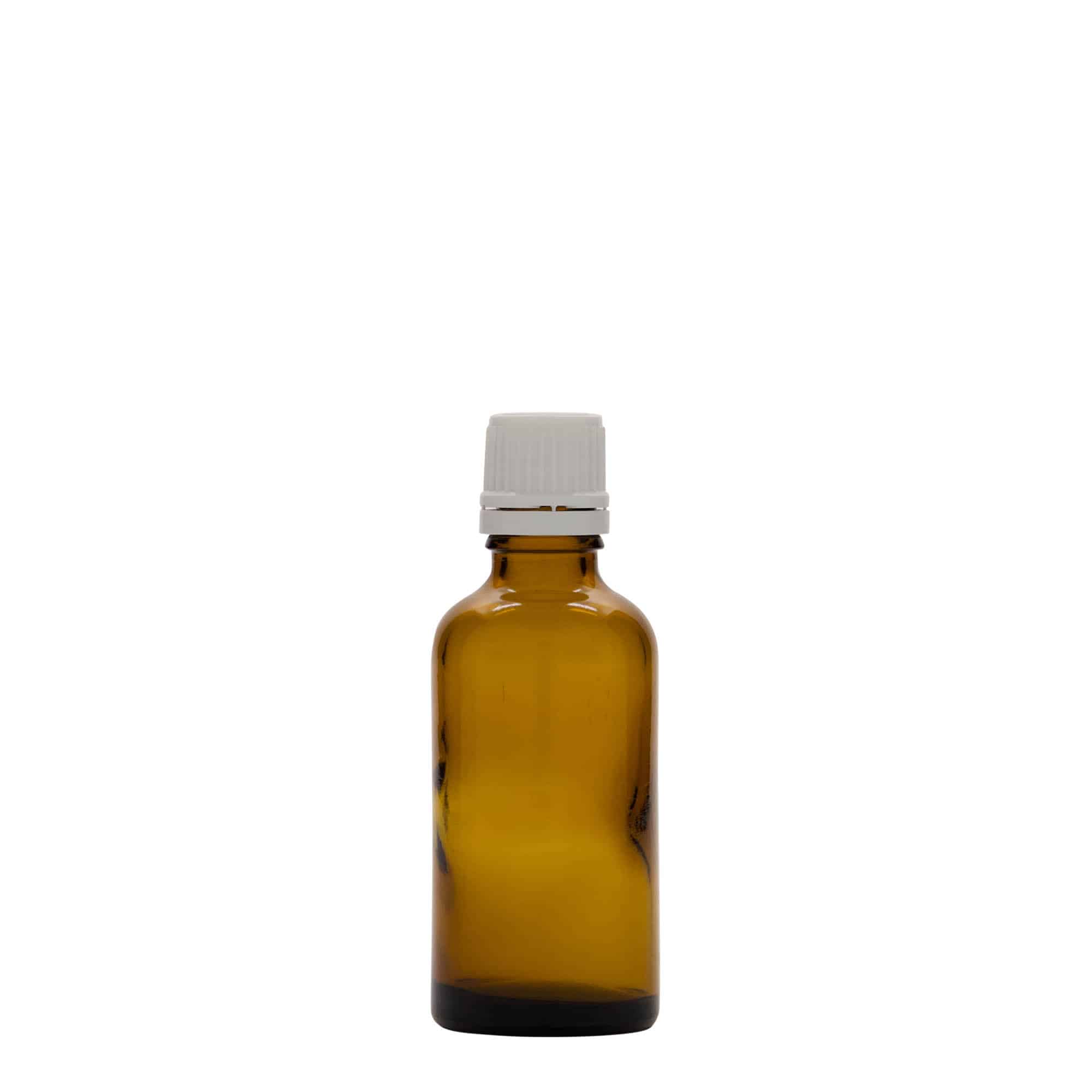 50 ml meditsiinipudel, klaas, pruun, avale: DIN 18