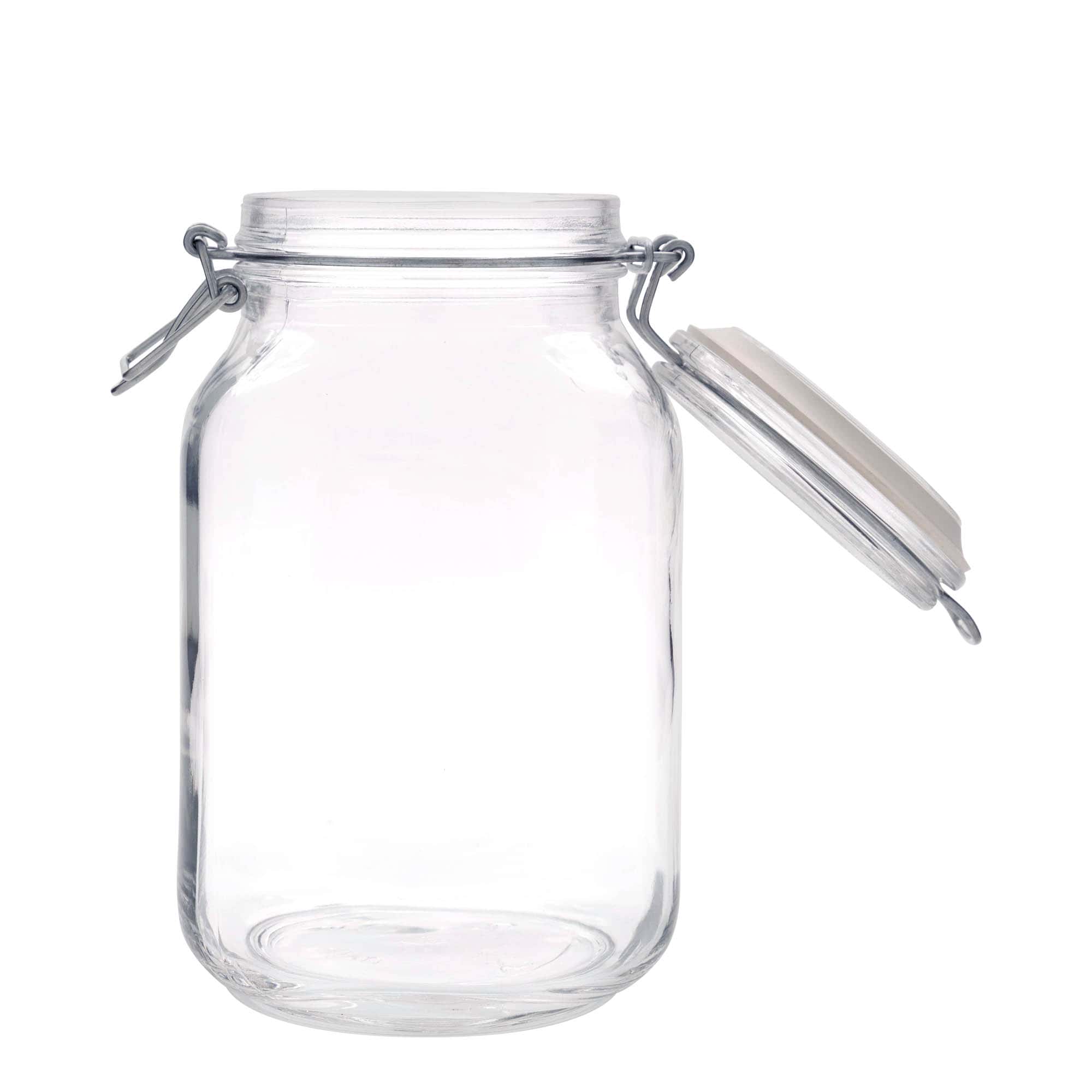 2 000 ml traadihoidjaga klaaspurk 'Fido', ruudukujuline, ava: traadihoidjaga sulgur
