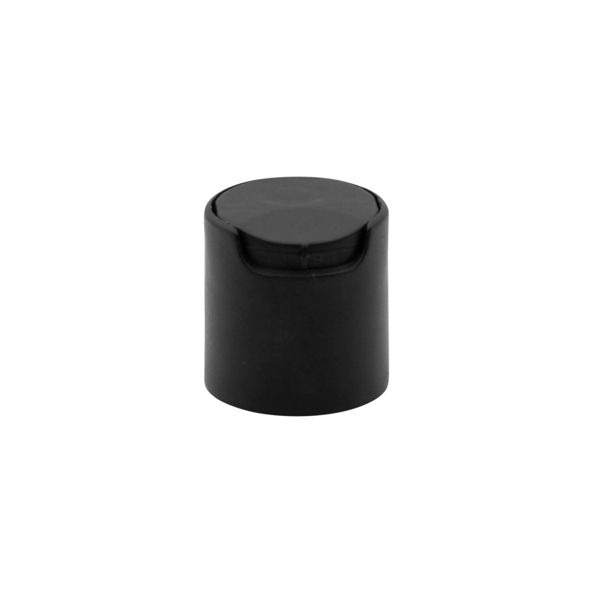 Kruvikork Disc Top, PP-plast, must, sobib avale: 24/410