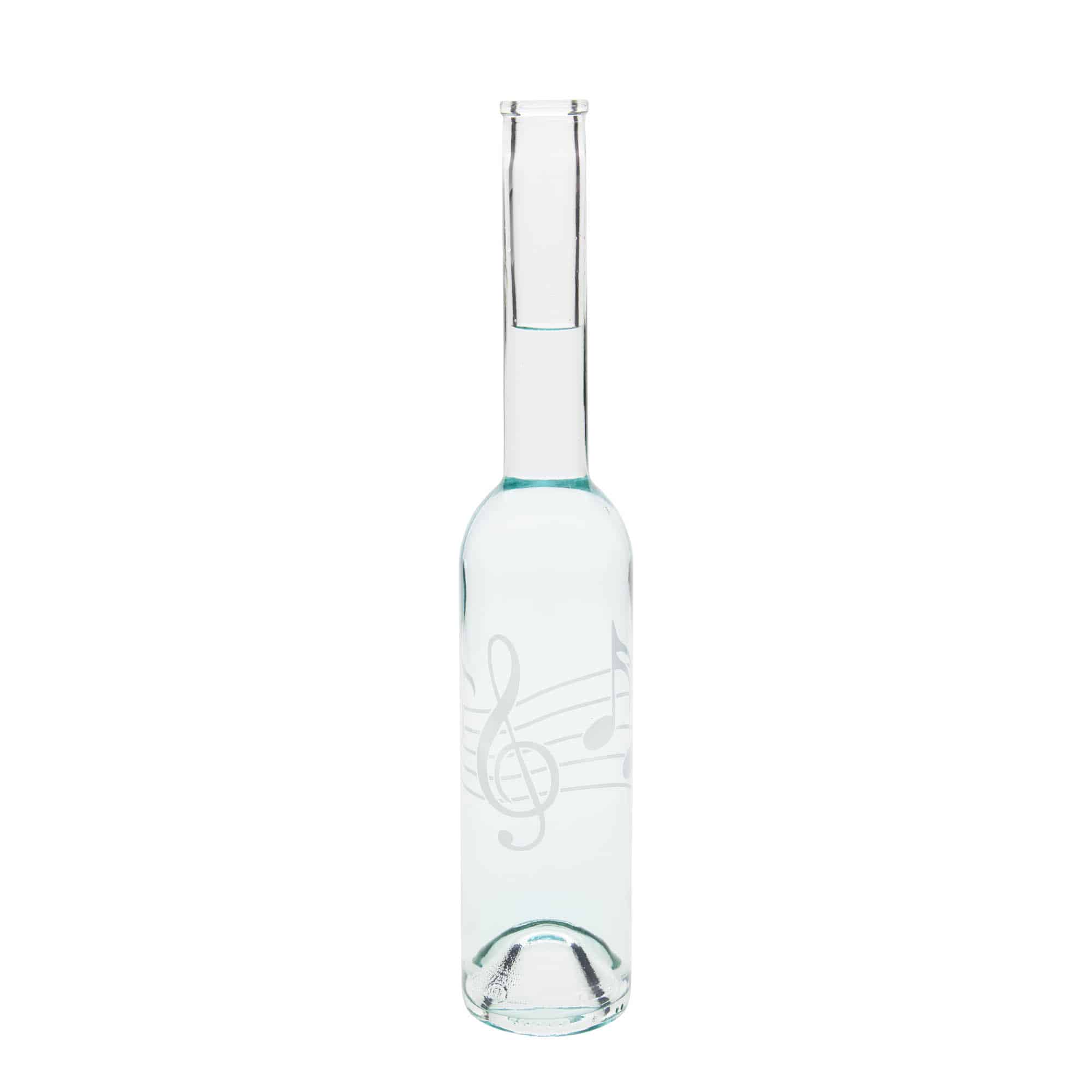 350 ml klaaspudel 'Opera', motiiv: muusikanoodid, suuava: kork