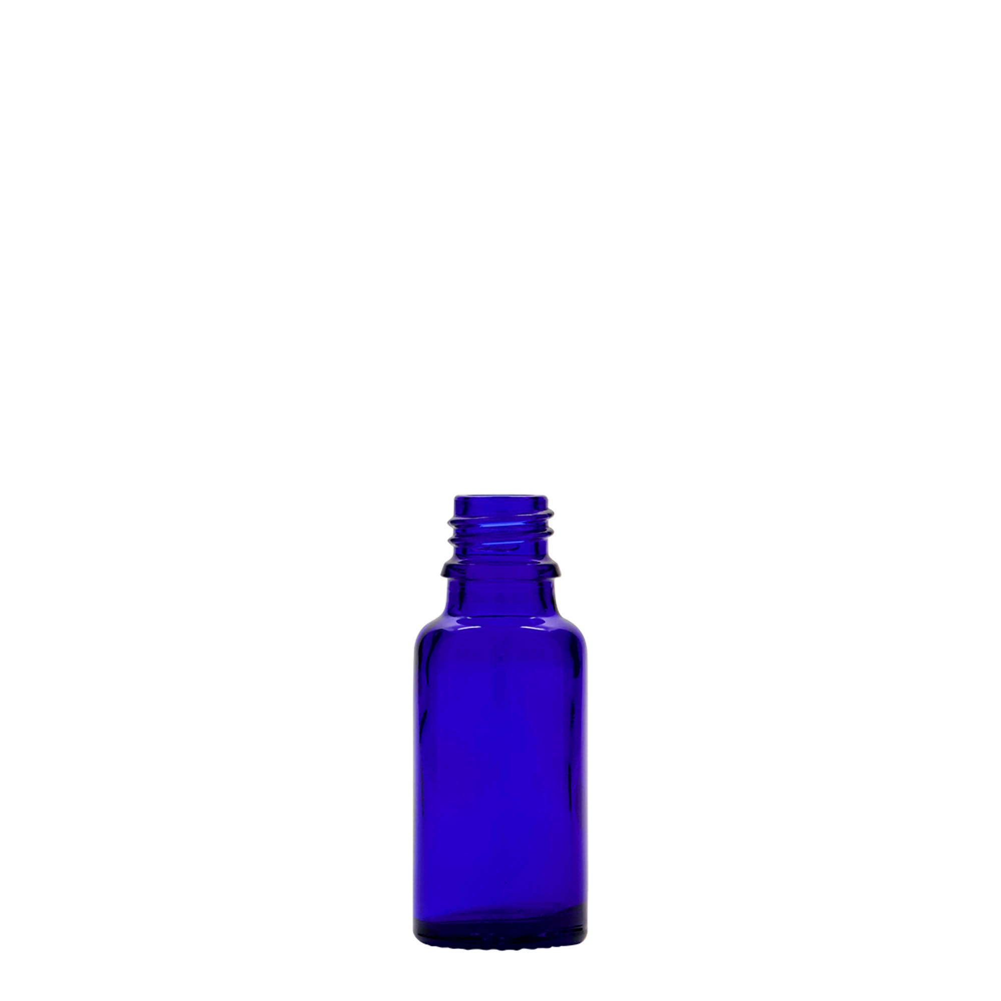 20 ml meditsiinipudel, klaas, kuninglik sinine, suu: DIN 18