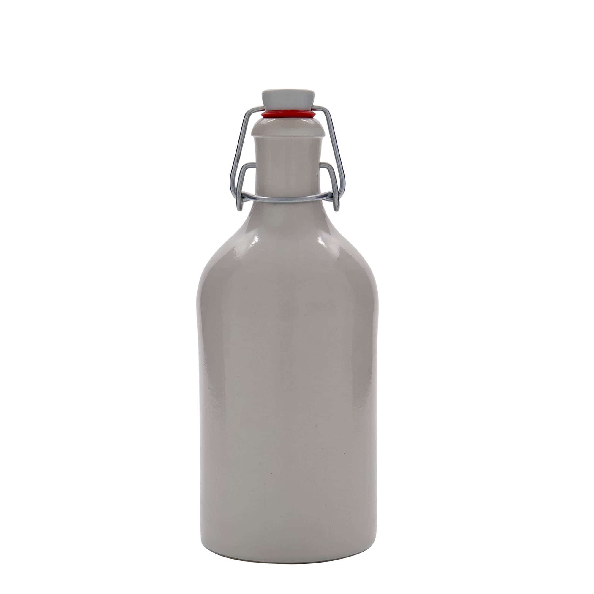500 ml keraamiline pudel, kivikeraamika, valge, sulgur: traatkork