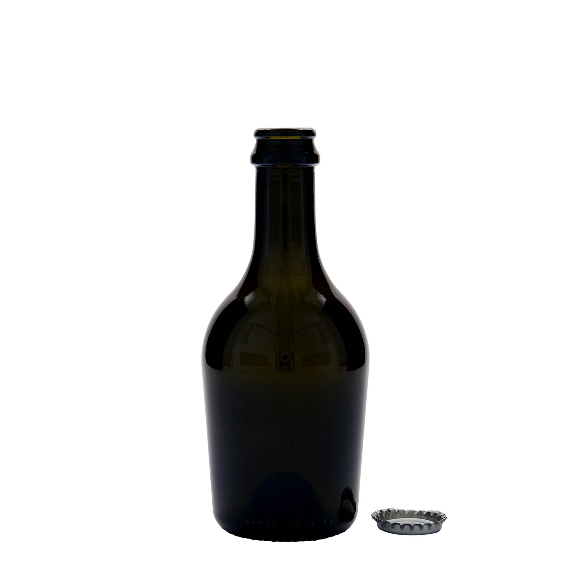 330 ml õlle-/vahuveinipudel „Butterfly“, klaas, antiikroheline, avale: keeratkork