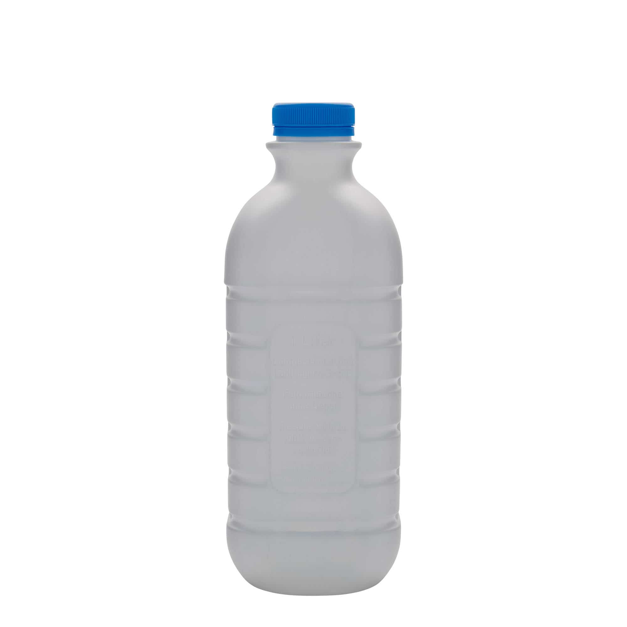 1000 ml piimapudel, ristkülikukujuline, HDPE-plast, valge, sulgur: PEHD40