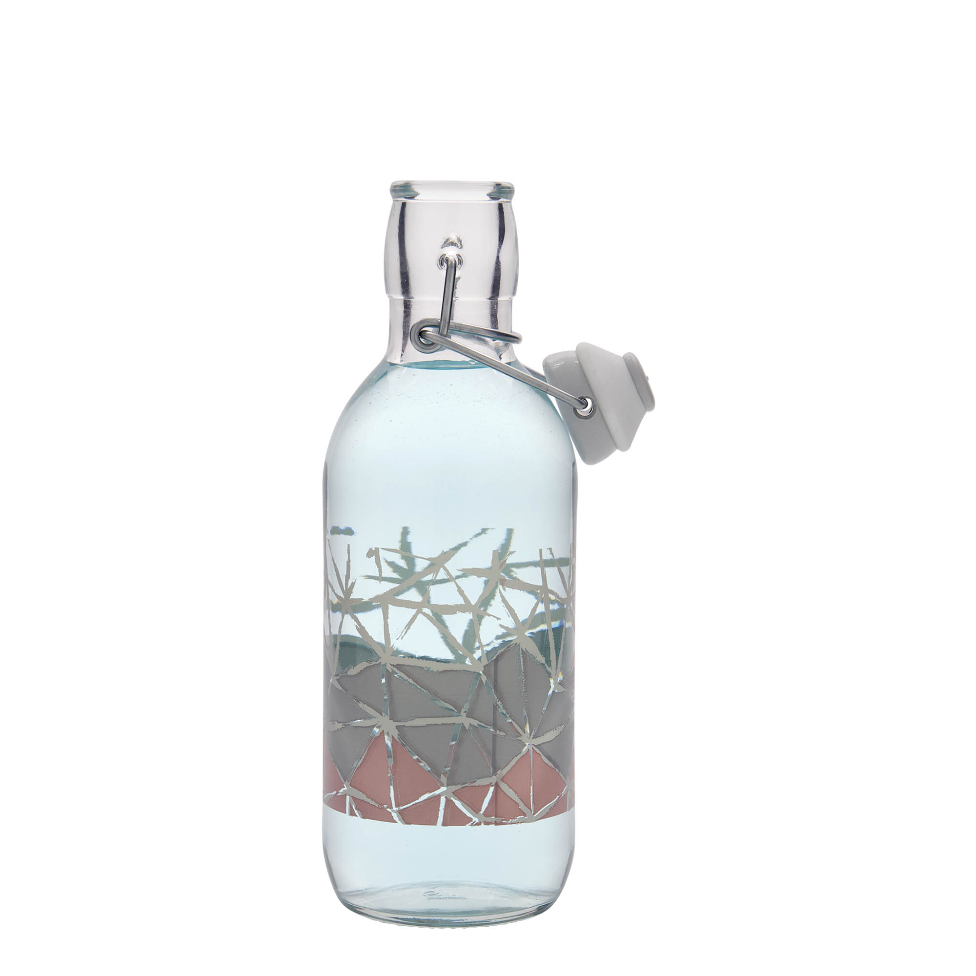 500 ml klaaspudel Emilia trükitud 'Manolibera rosa', suuava: klambriga korgiga 500 ml klaaspudel Emilia trükitud 'Manolibera rosa', suuava: klambriga korgiga
