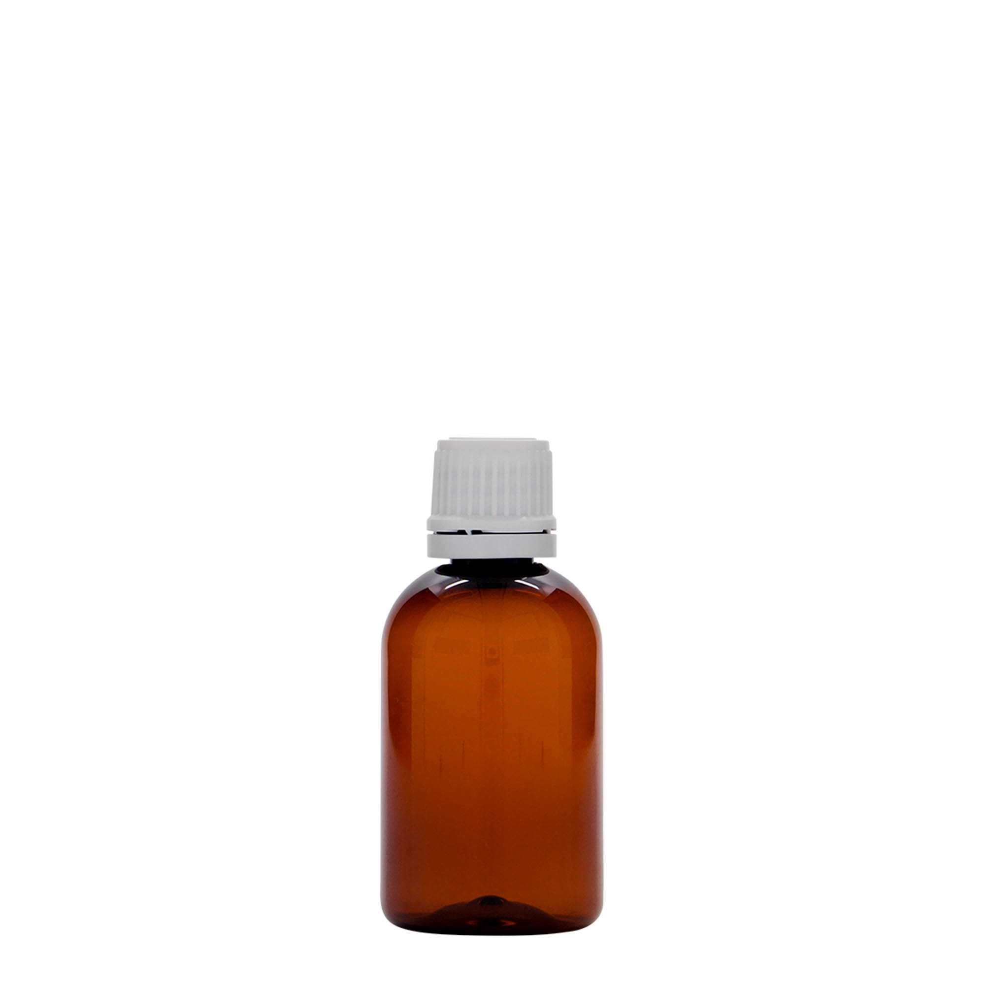 50 ml PET-meditsiinipudel 'Easy Living', pruun, plastik, suuava: DIN 18