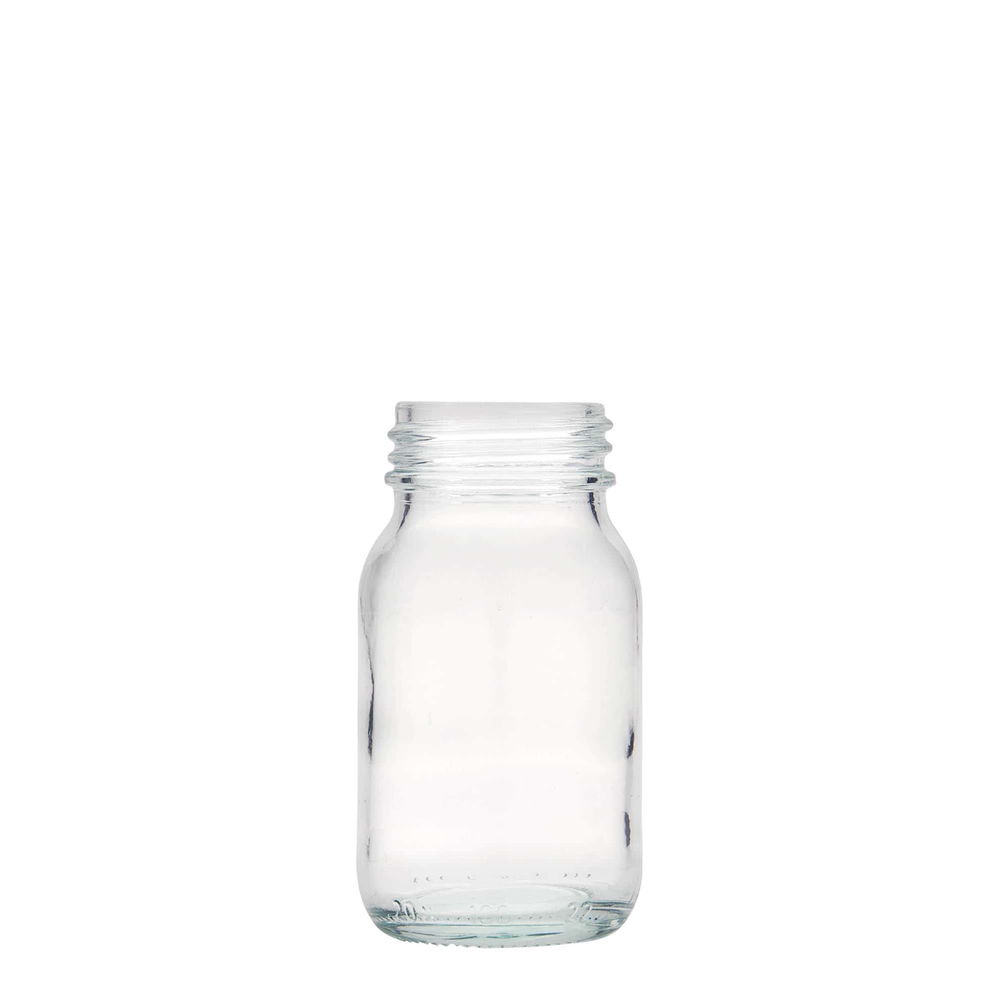 100 ml laiakaelne klaaspurk, avale: DIN 40