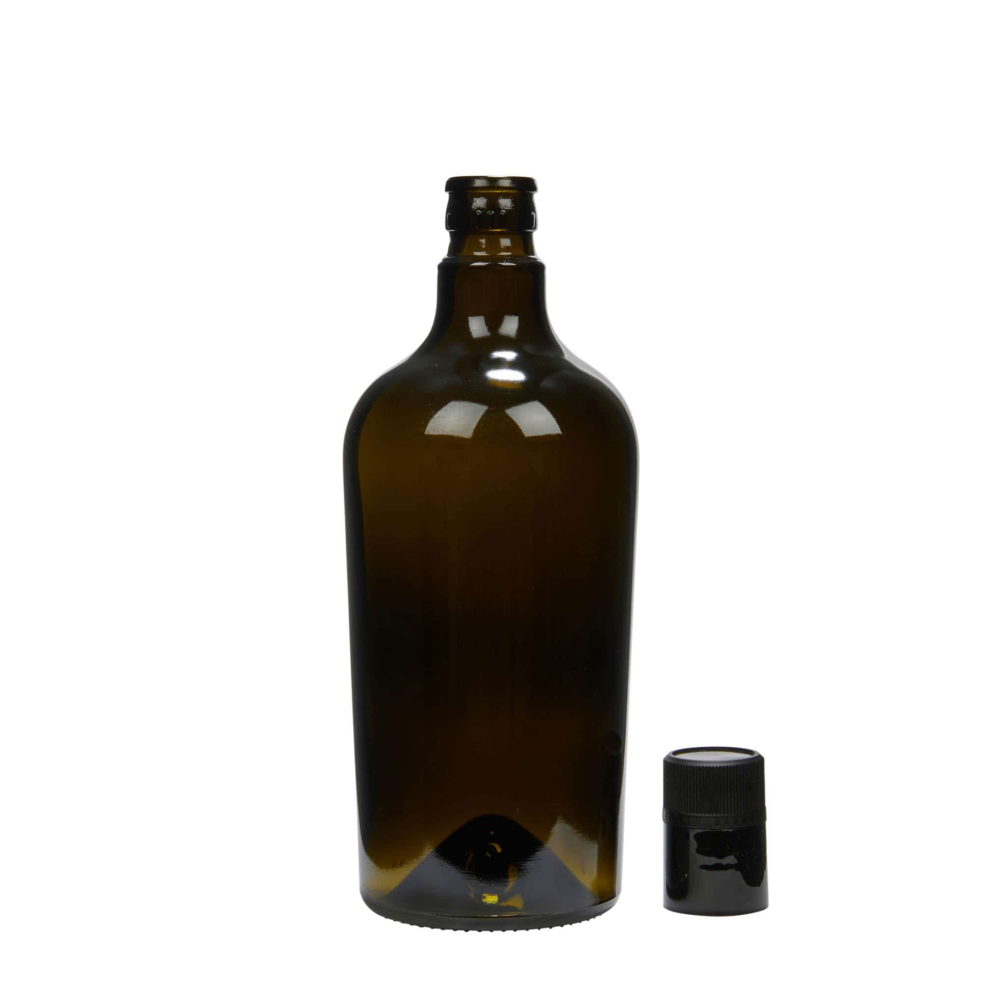 750 ml äädika-/õliflask 'Oleum', klaas, antiikroheline, suuosa: DOP