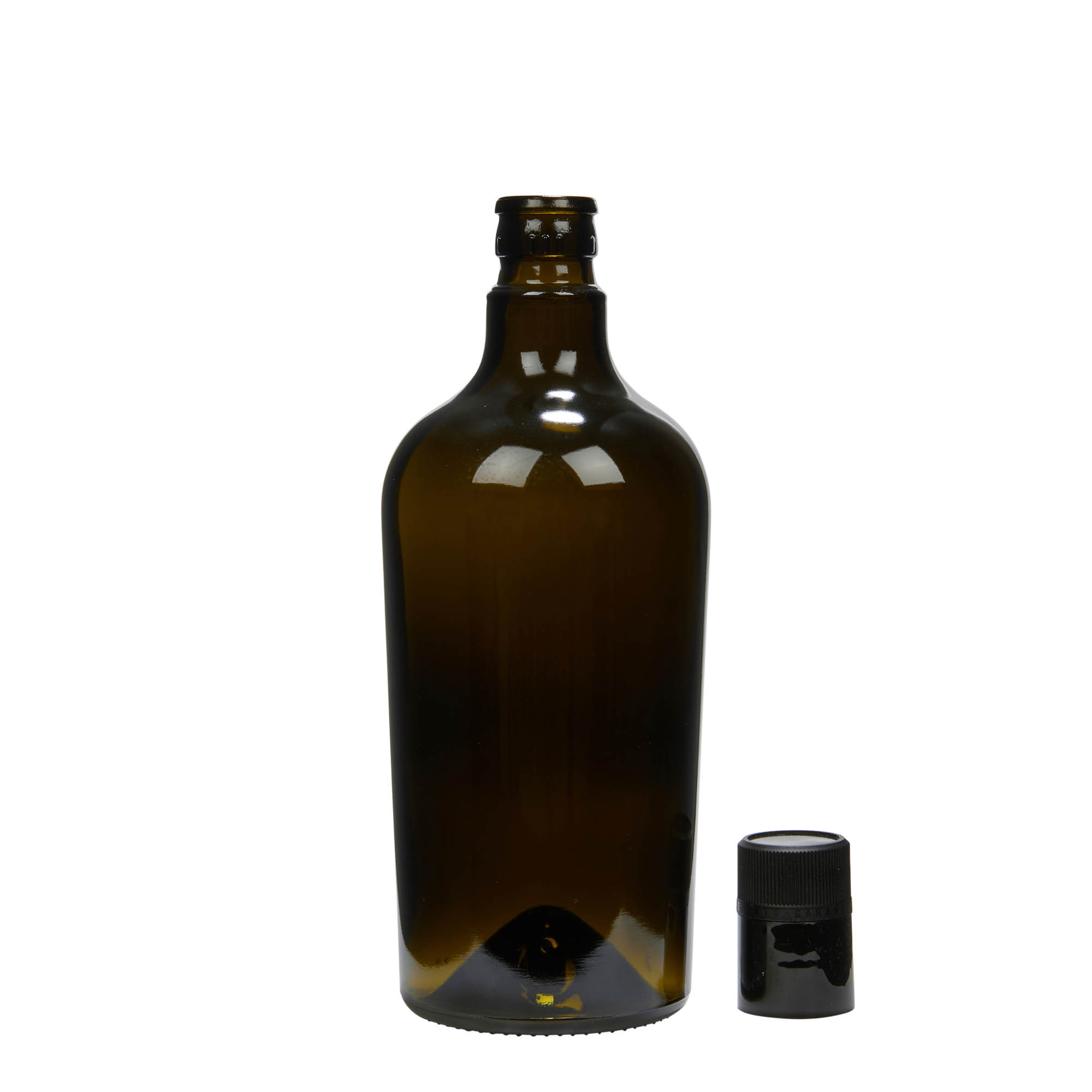 750 ml äädika-/õliflask 'Oleum', klaas, antiikroheline, suuosa: DOP