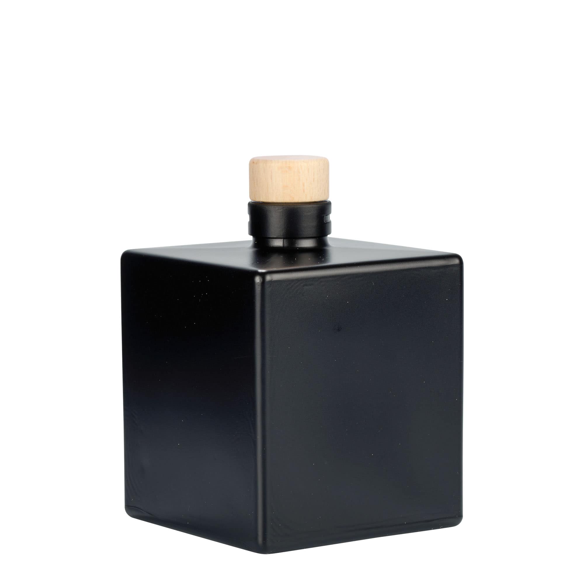 500 ml klaaspudel 'Cube', ruudukujuline, must, sulgur: kork