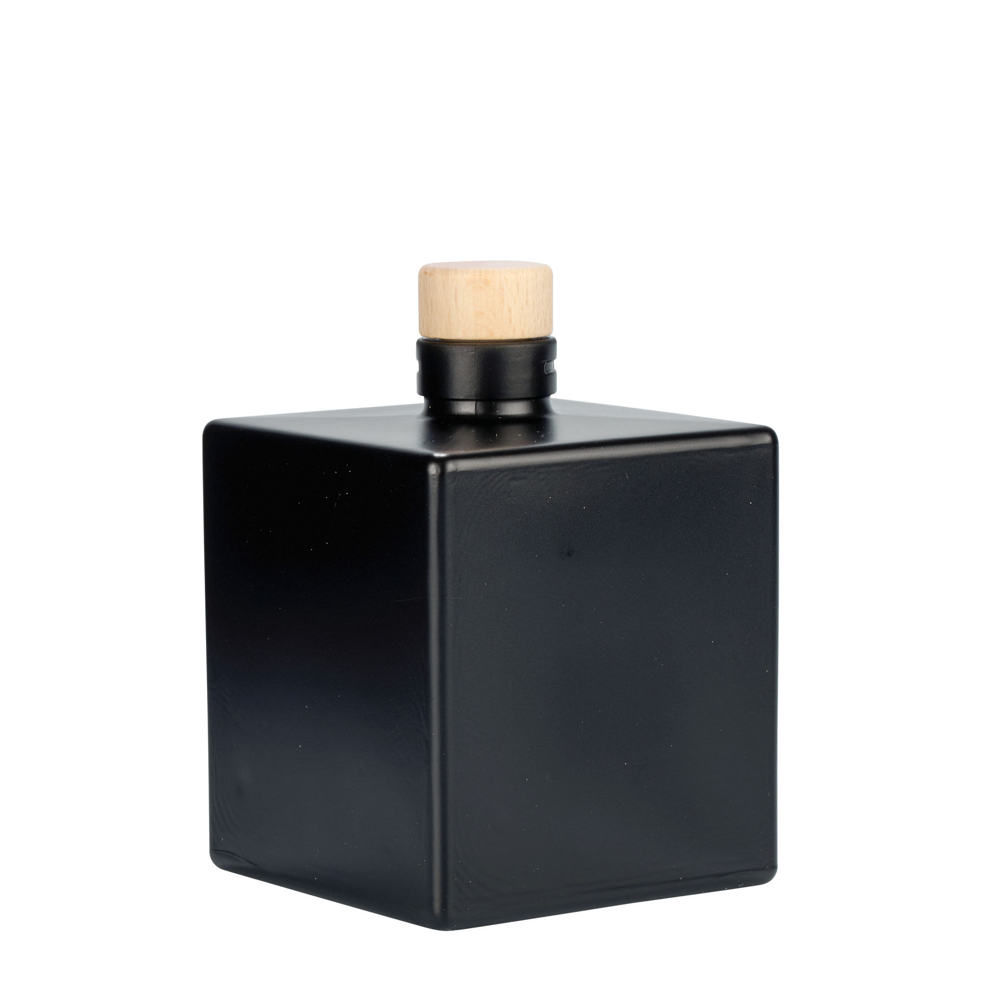 500 ml klaaspudel 'Cube', ruudukujuline, must, sulgur: kork