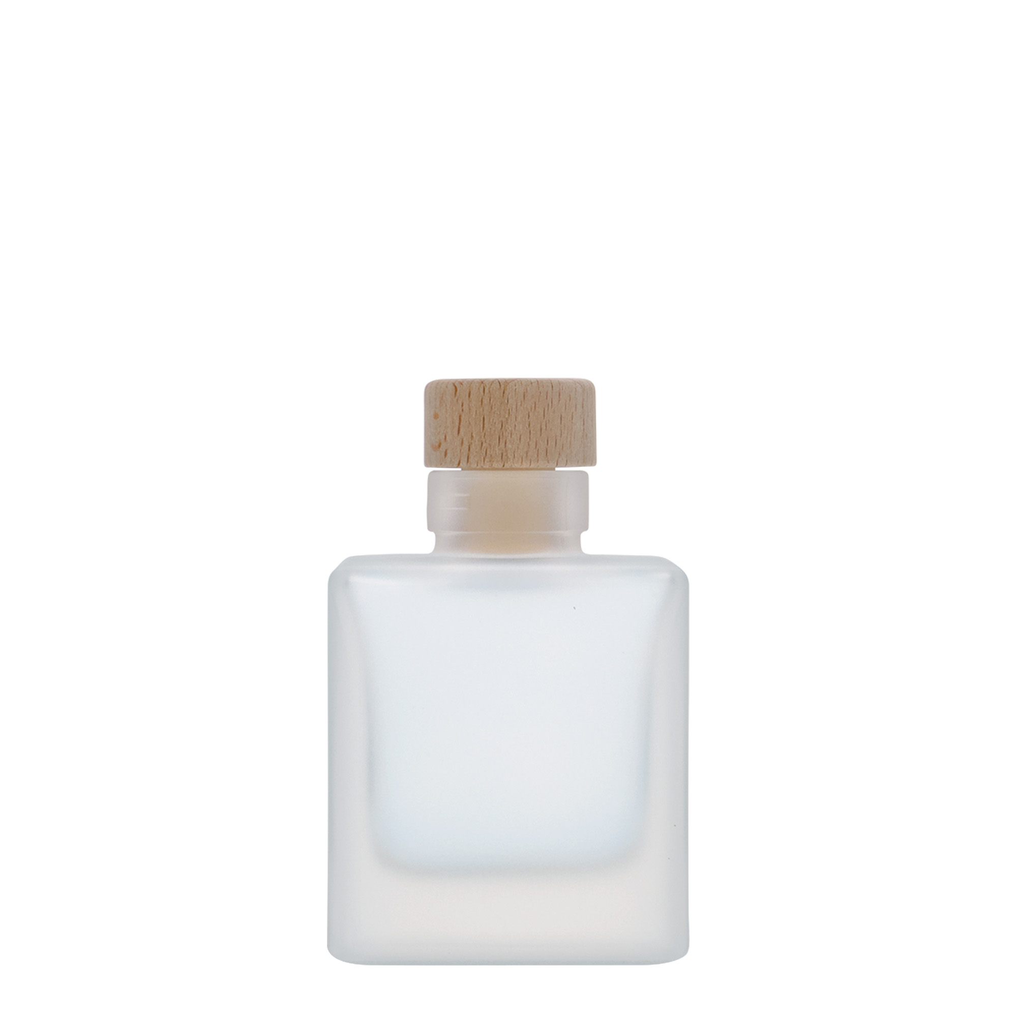 100 ml klaaspudel 'Cube', ruudukujuline, jäätunud, suuava: kork