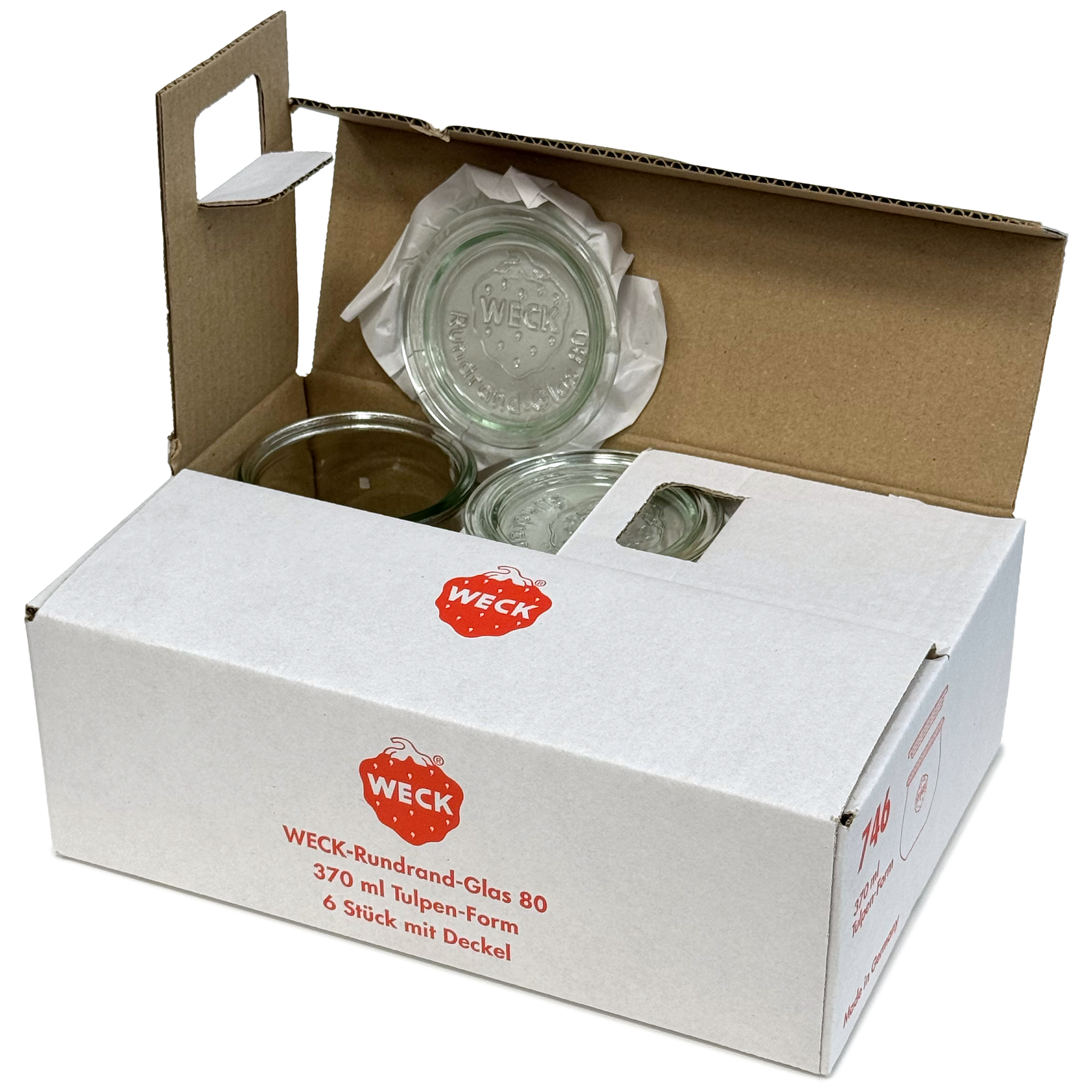 6x 370 ml WECK-tulbipurk klaaskaanega RR 80