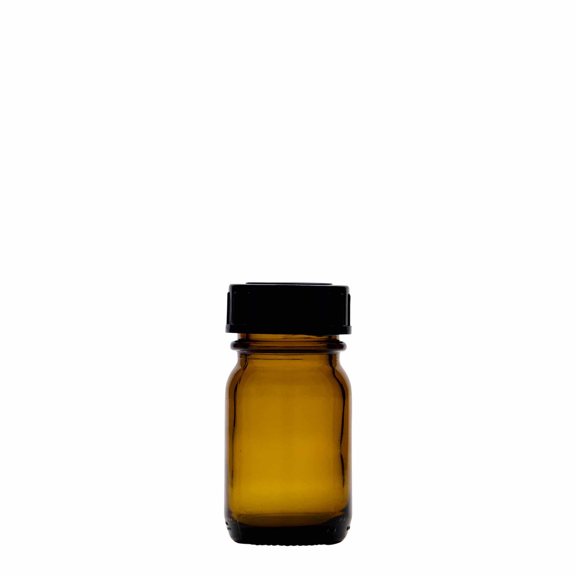 30 ml laiakaelne klaaspurk, pruun, avale: DIN 32