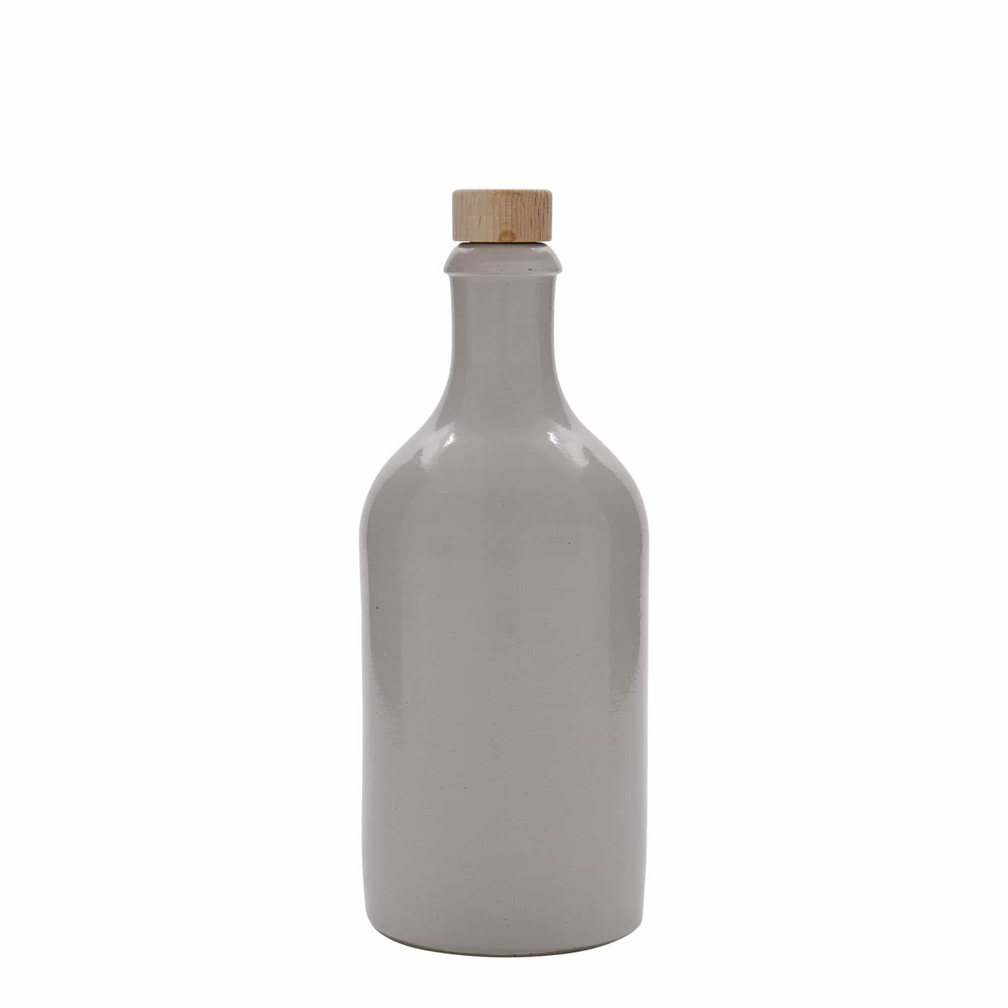 500 ml keraamiline pudel, kivikeraamika, valge, sulgur: kork