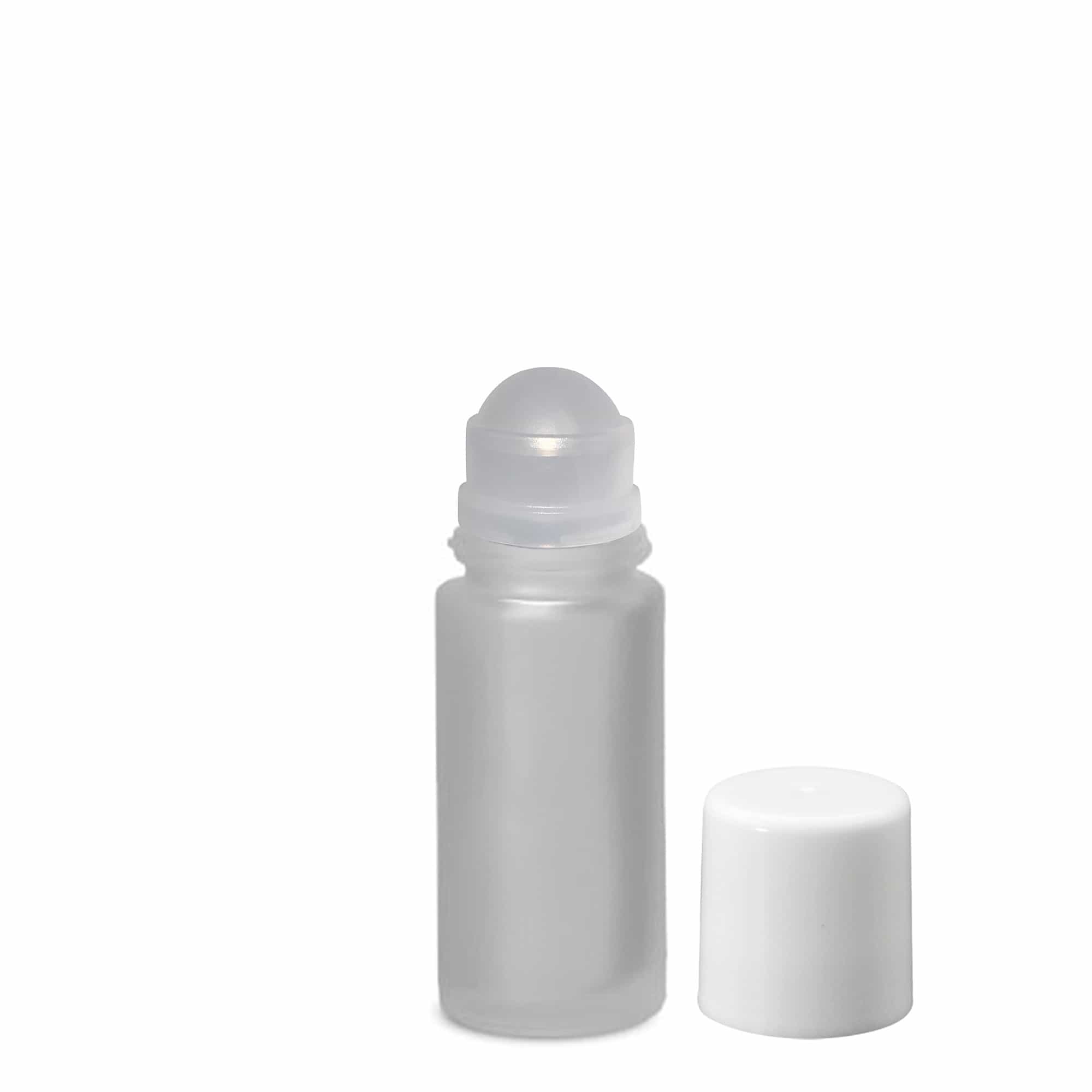 50 ml rull-pudel, klaas, härmas, suu: keeratava korgiga