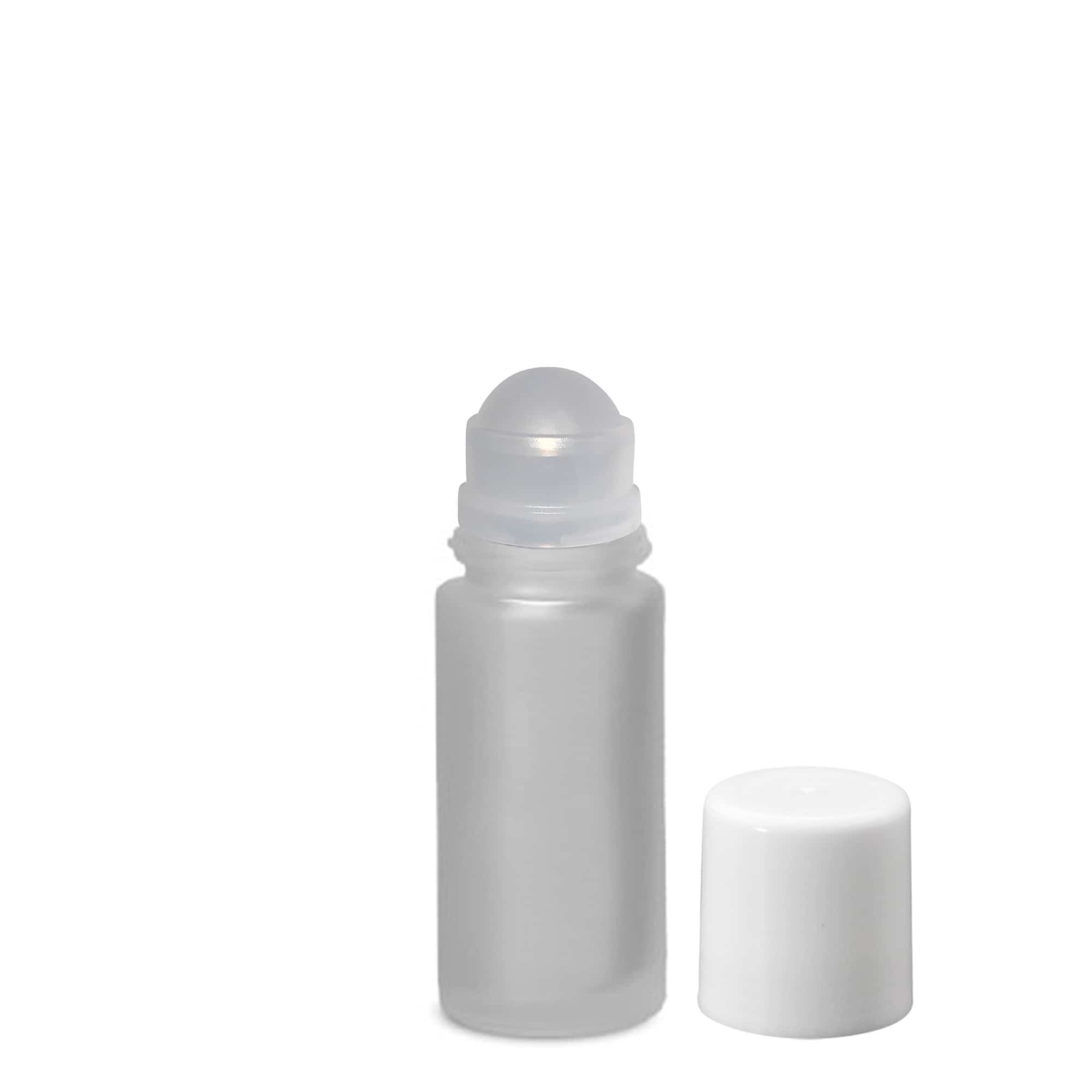50 ml rull-pudel, klaas, härmas, suu: keeratava korgiga