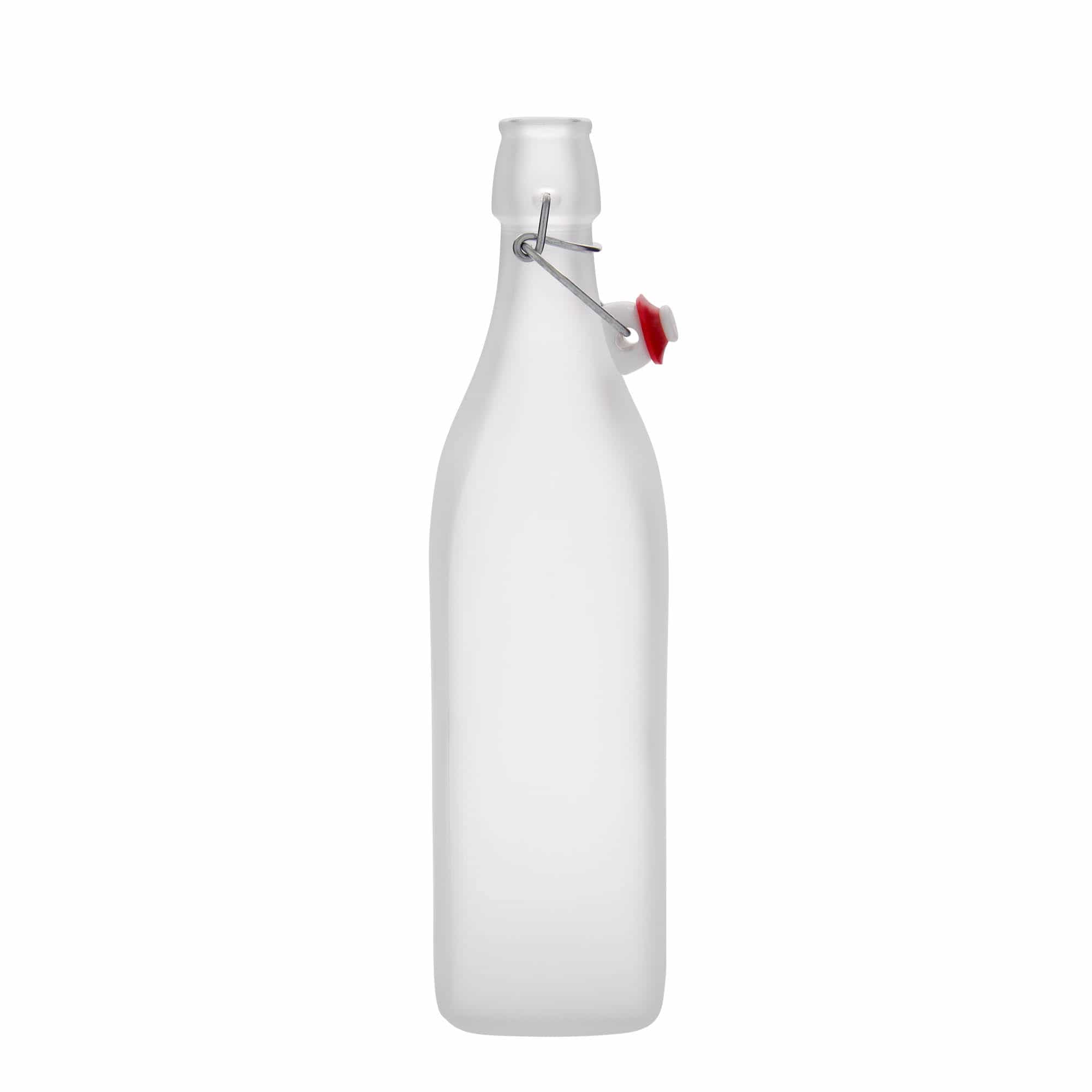 1000 ml klaaspudel 'Sving', ruudukujuline, valge, sulgur: traatkork