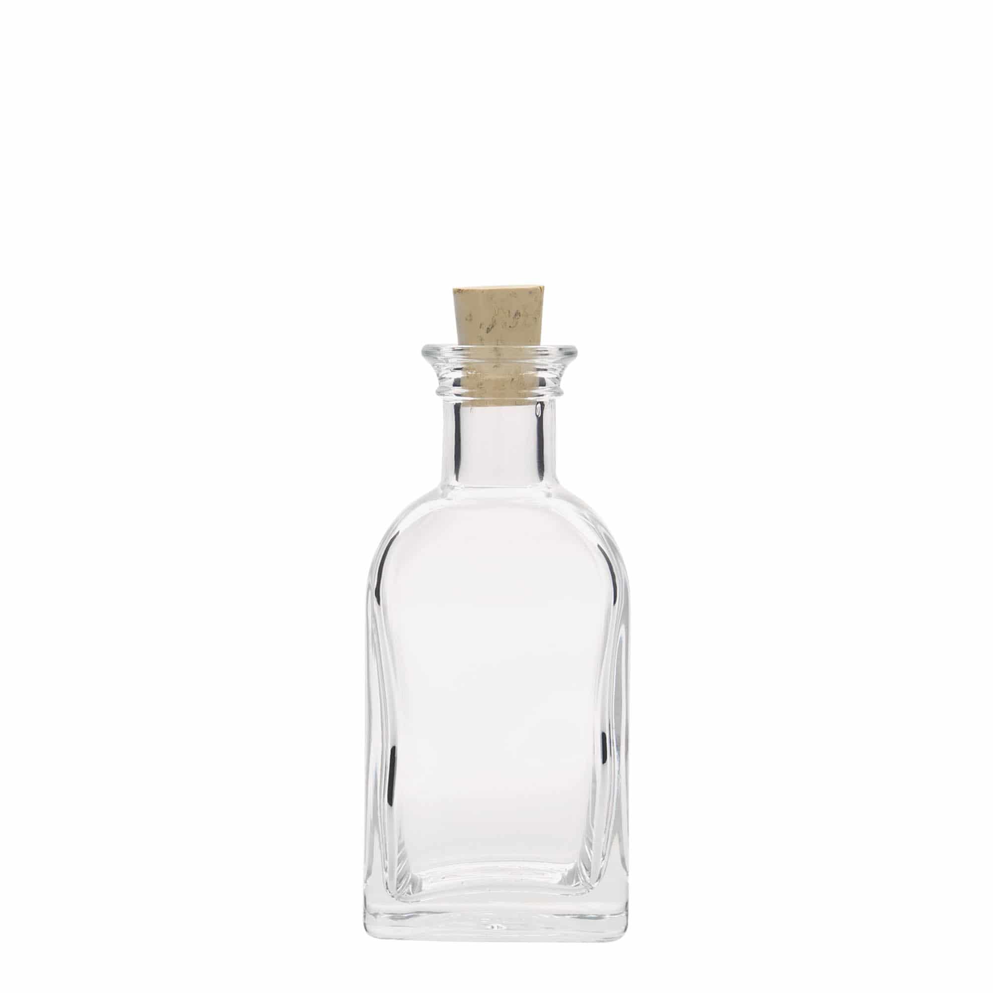 100 ml klaaspudel Apotheker Carré, ruudukujuline, avale: kork