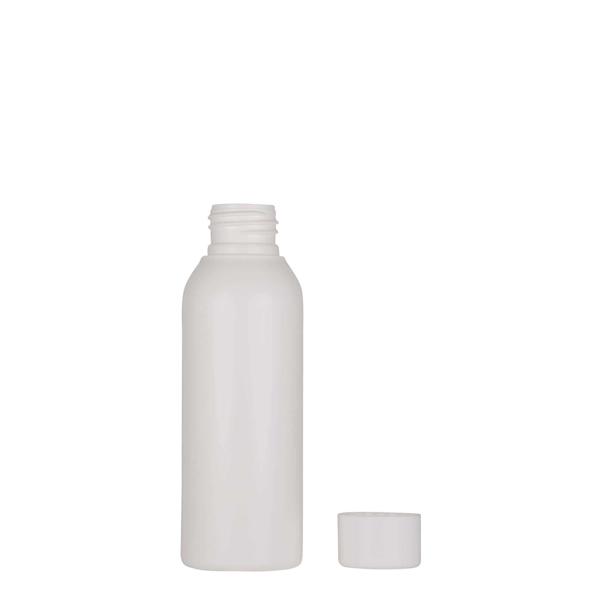 100 ml plastpudel 'Tuffy', HDPE, valge, sulgur:  24/410