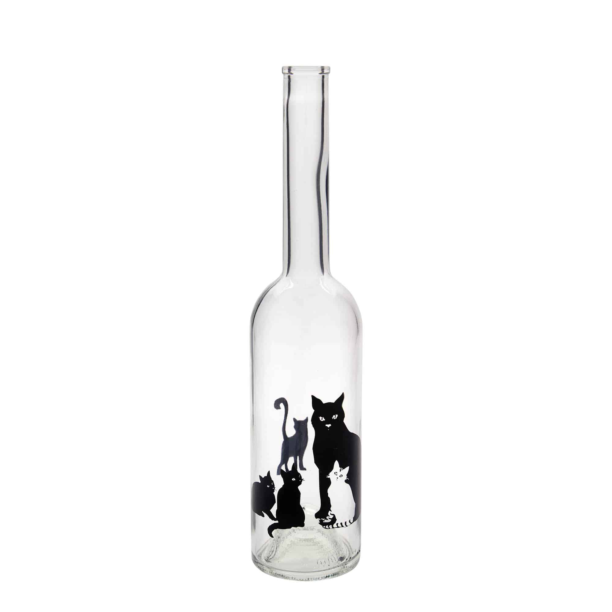 500 ml klaaspudel 'Opera', motiiv: kassid, suuava: kork