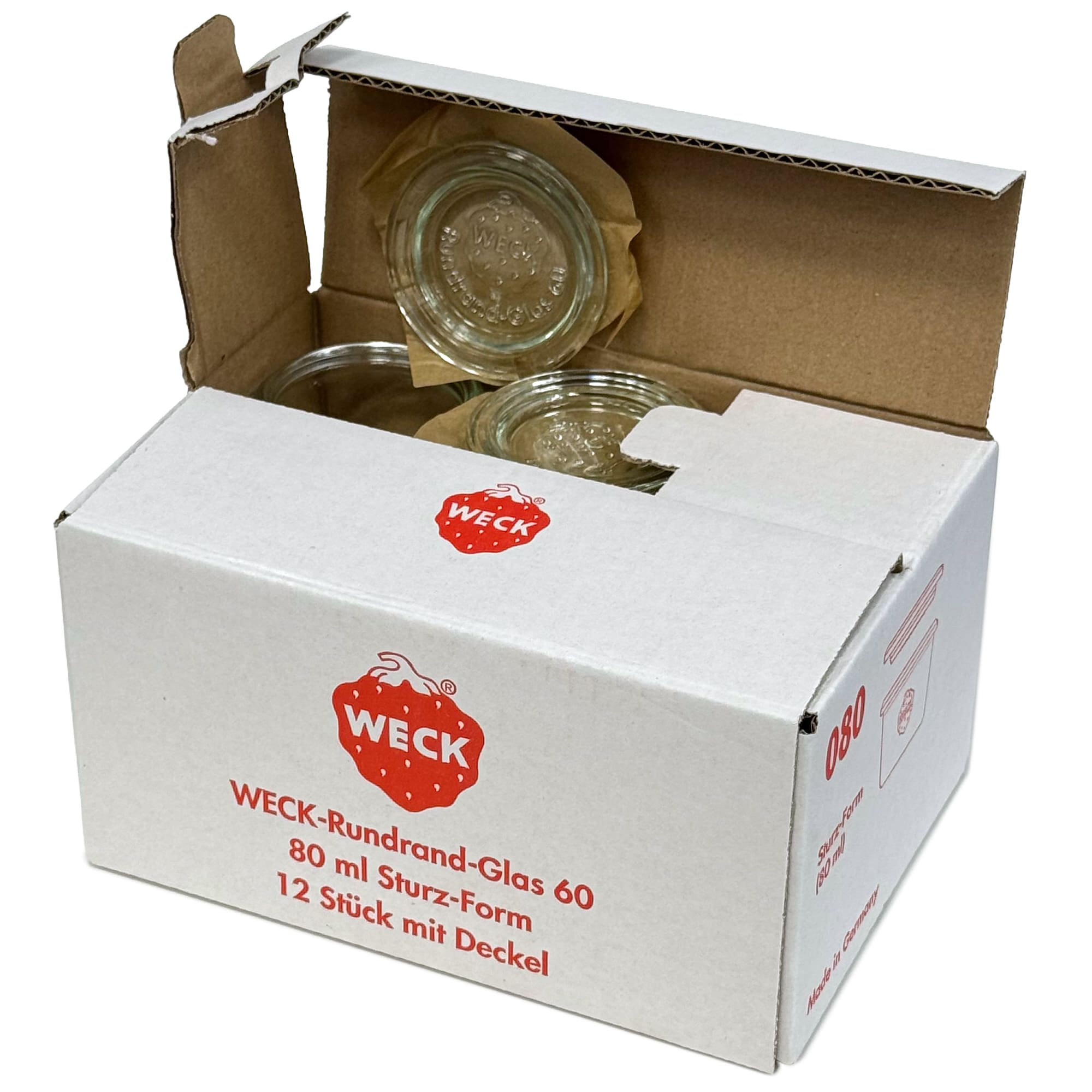 12x 80 ml WECK-klaaspurk klaaskaanega RR 60