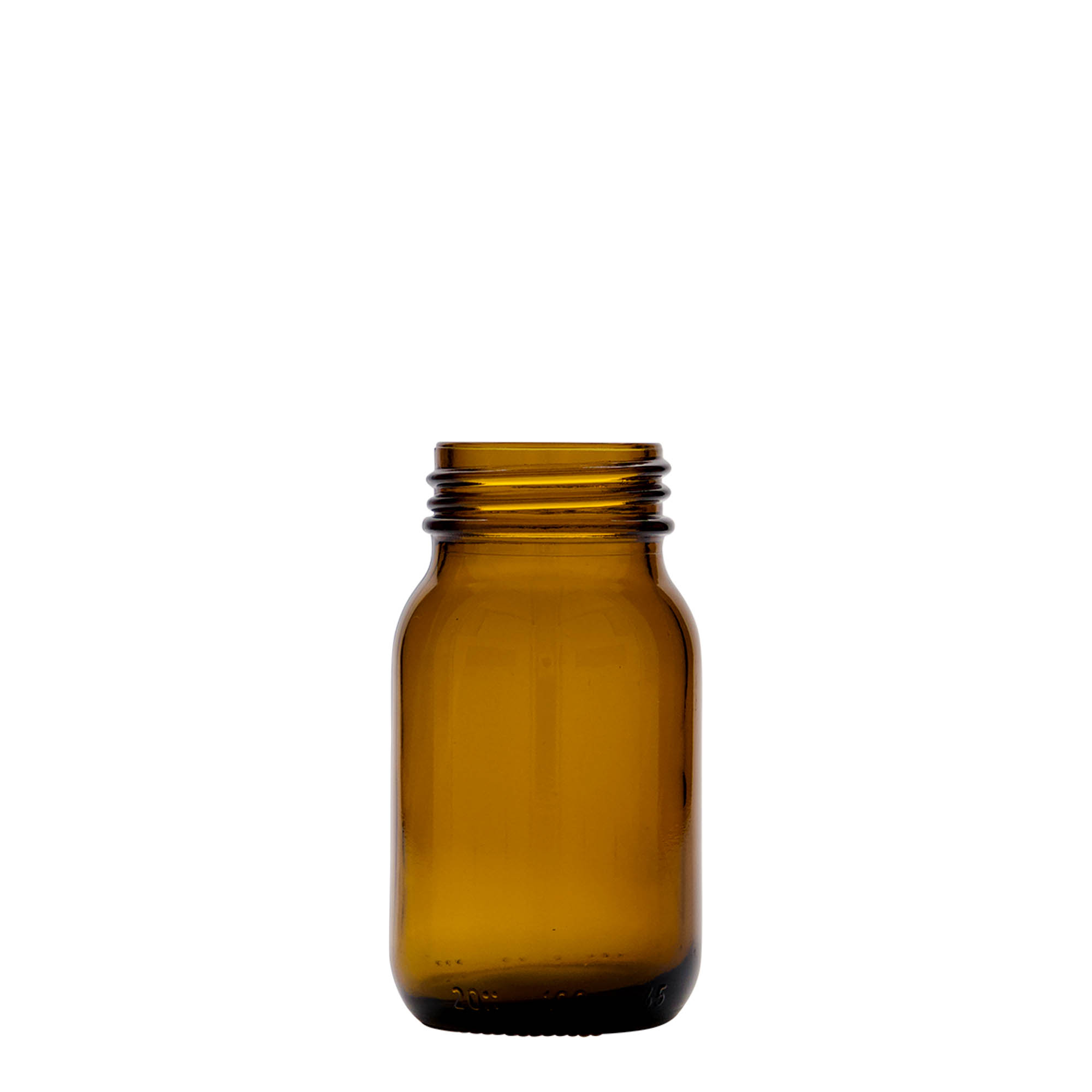 100 ml laiakaelne klaaspurk, pruun, ava: DIN 40 100 ml laiakaelne klaaspurk, pruun, ava: DIN 40