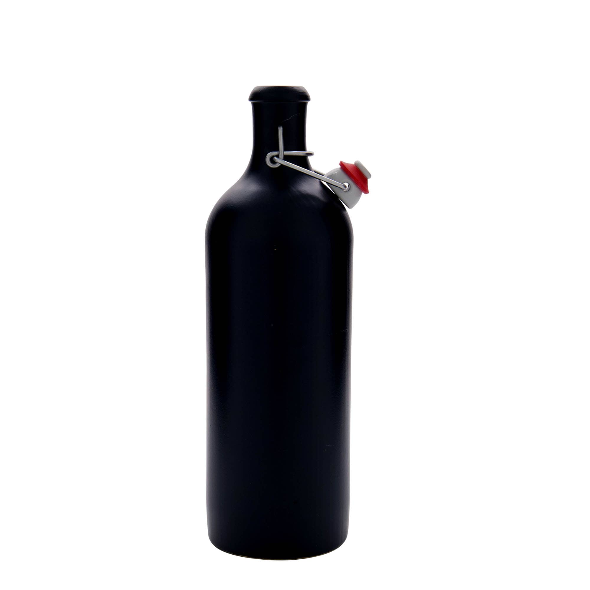 750 ml savinõu, keraamika, must, suuava: klambriga sulgur