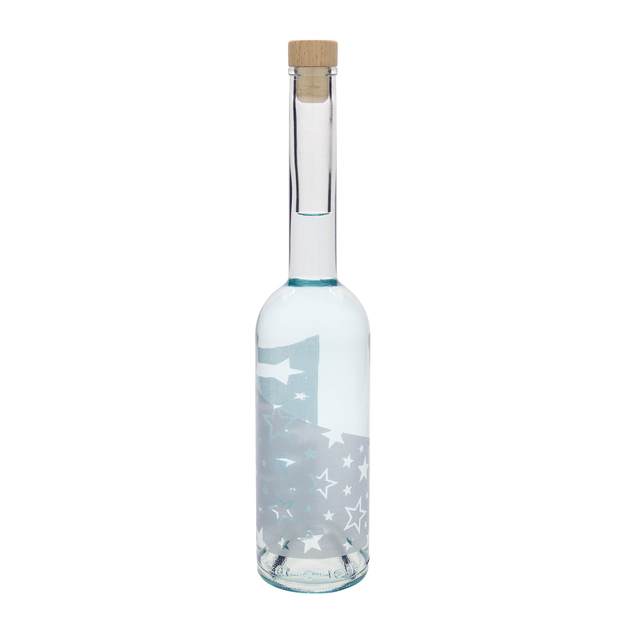 500 ml klaaspudel 'Opera', motiiv: hõbedatähed, suuava: kork 500 ml klaaspudel 'Opera', motiiv: hõbedatähed, suuava: kork